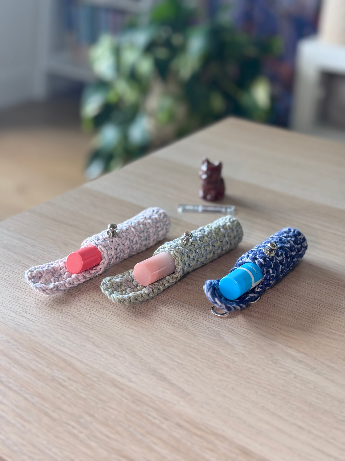 Crochet Lipstick Holder Bag Charm | Handmade Lip Balm Holder