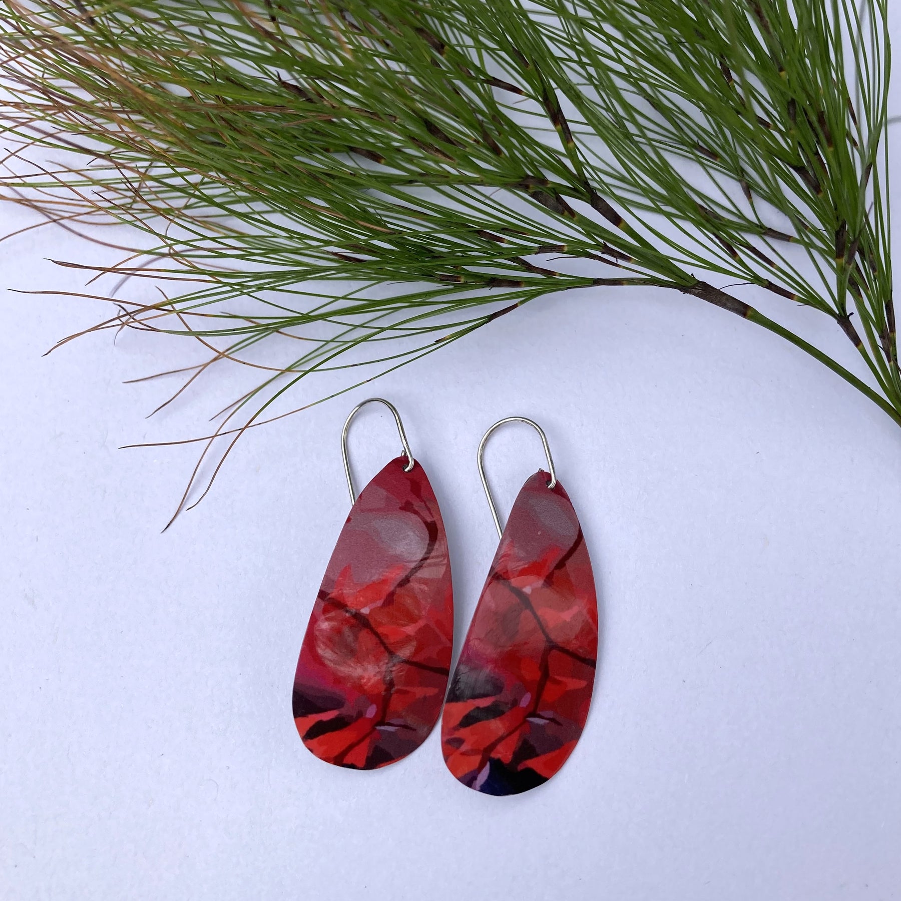Aluminium sublimation printed earrings Crimson Cheer Collection
