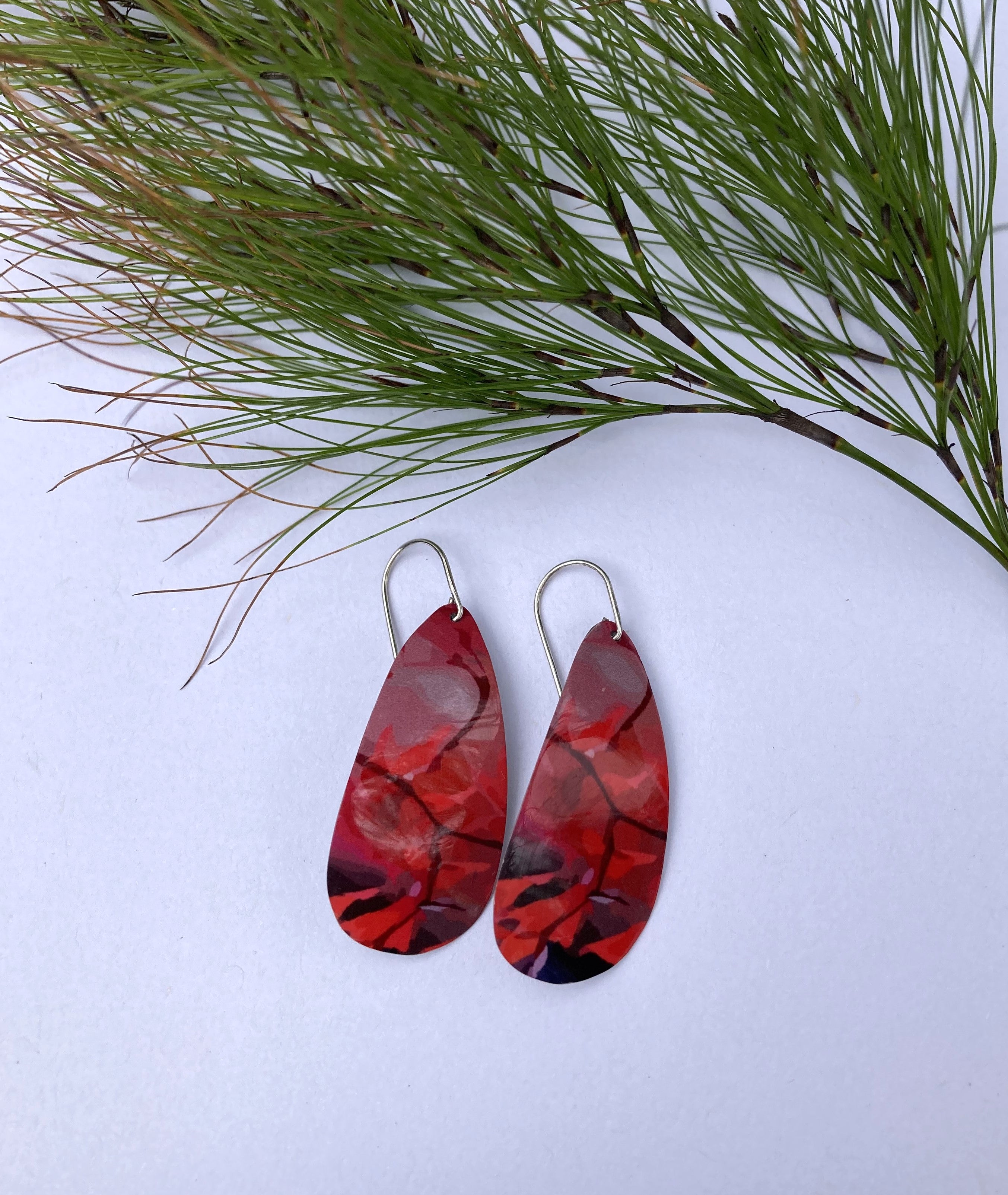 Aluminium sublimation printed earrings Crimson Cheer Collection