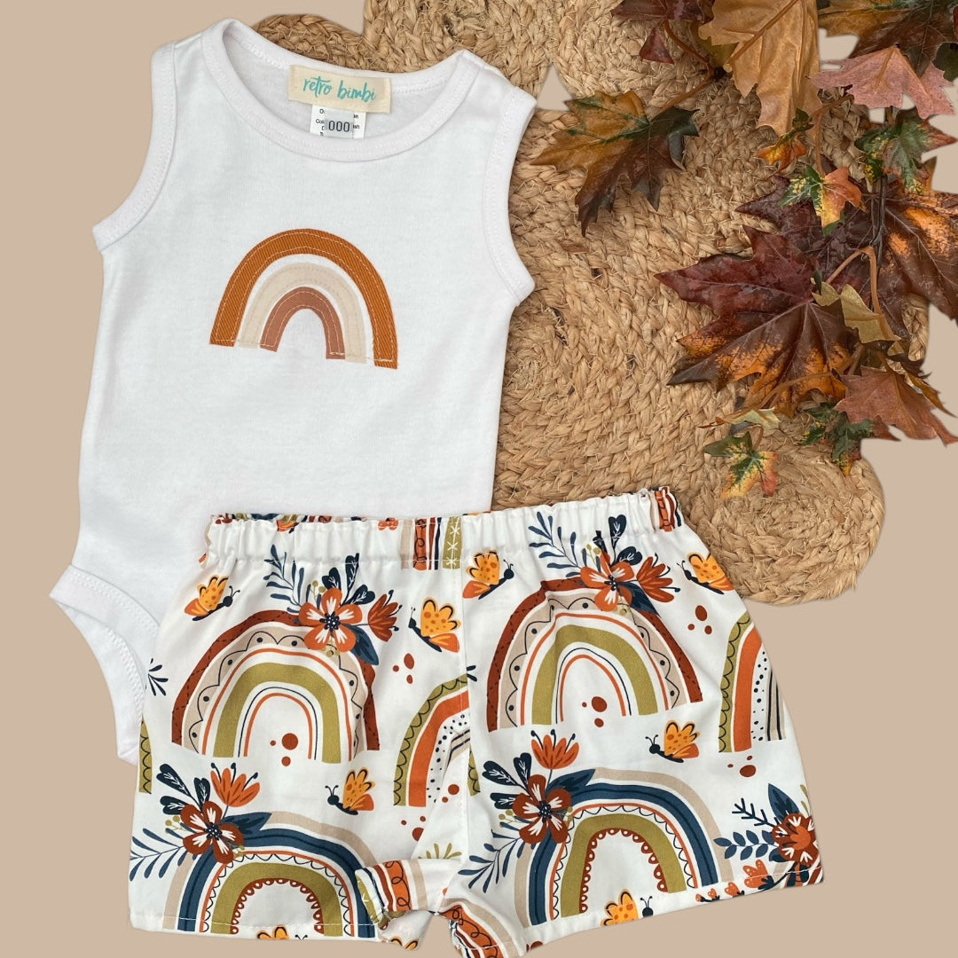 Onesie - White Neutral Rainbow