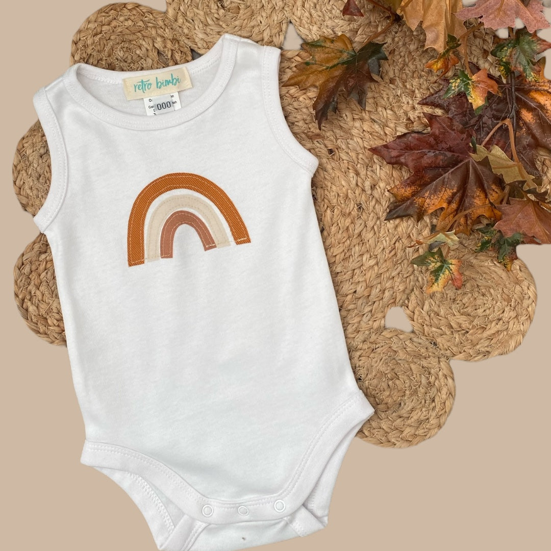 Onesie - White Neutral Rainbow