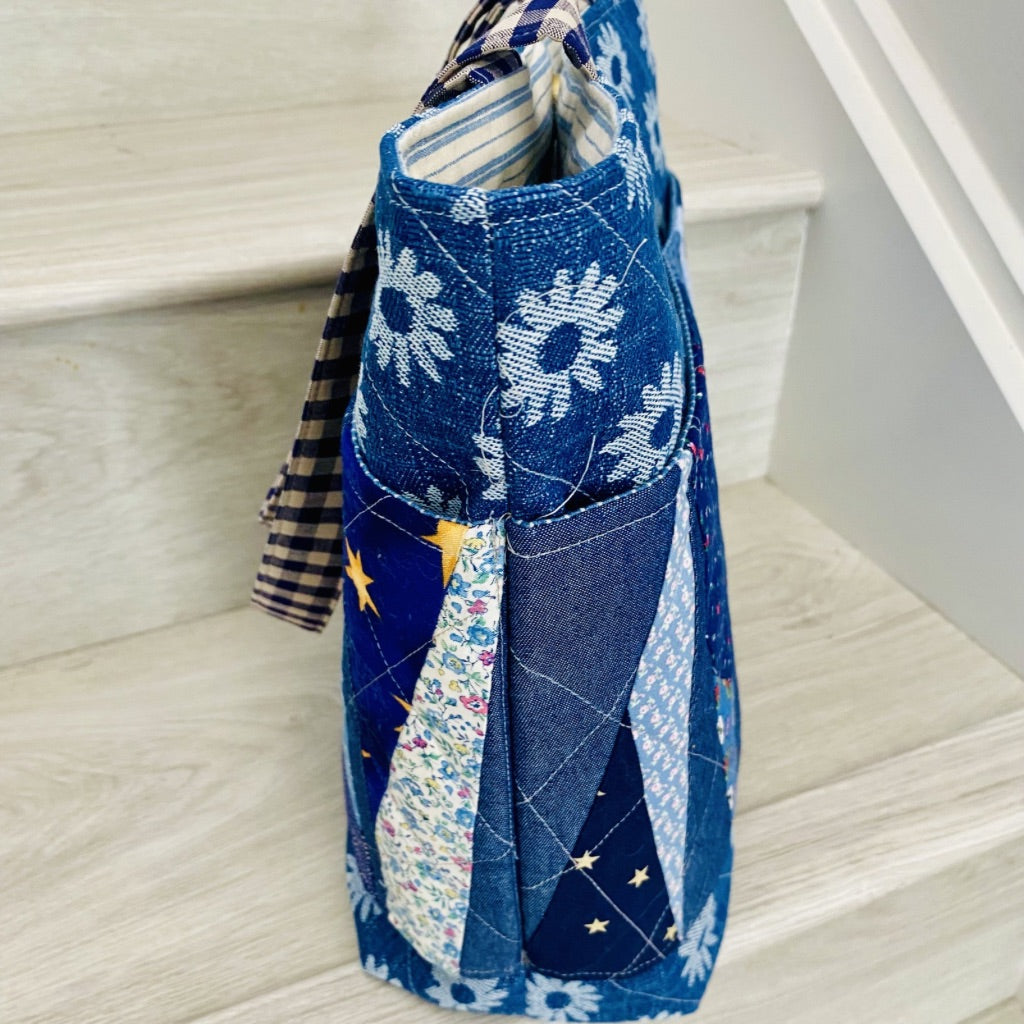 Denim Daisy Patch Tote
