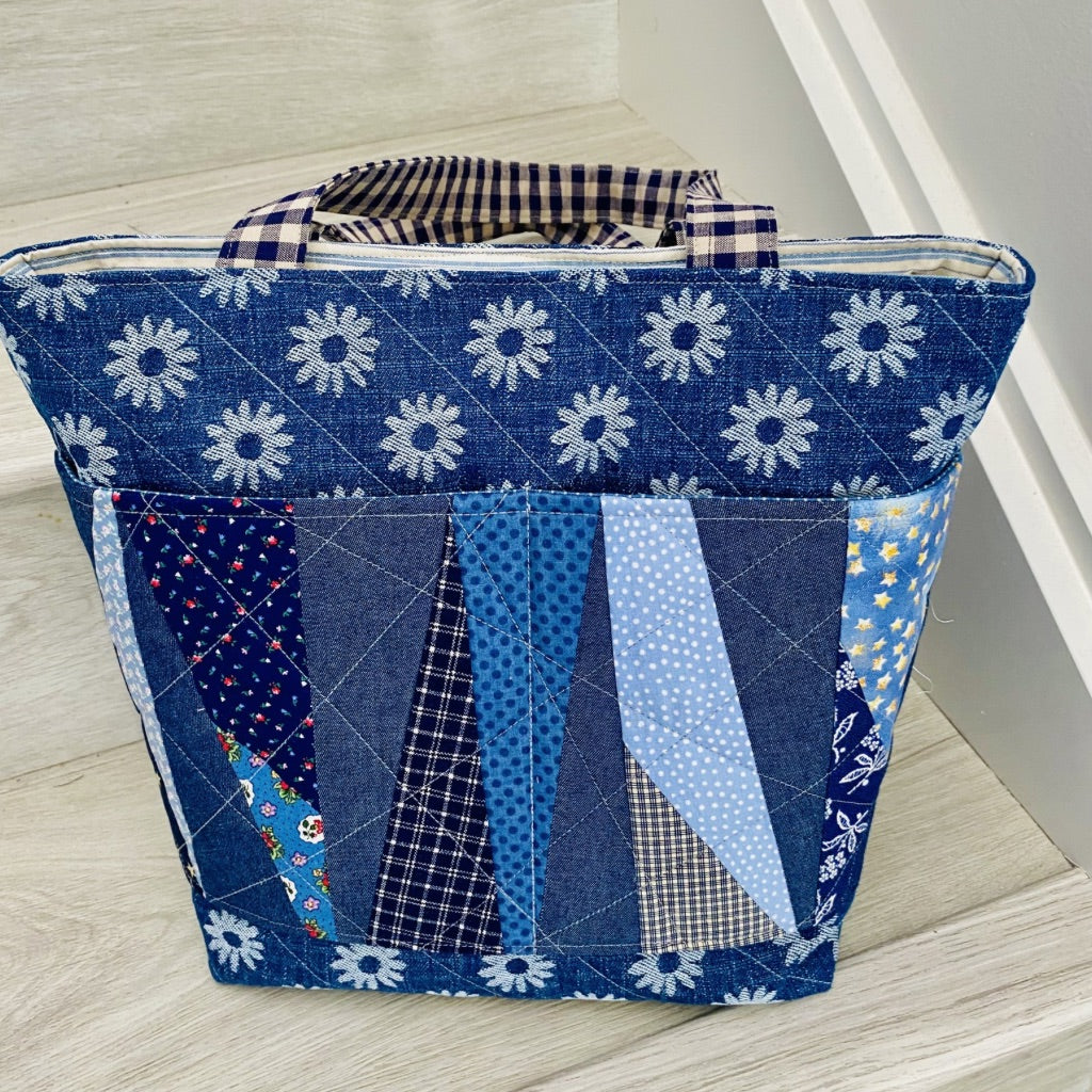 Denim Daisy Patch Tote