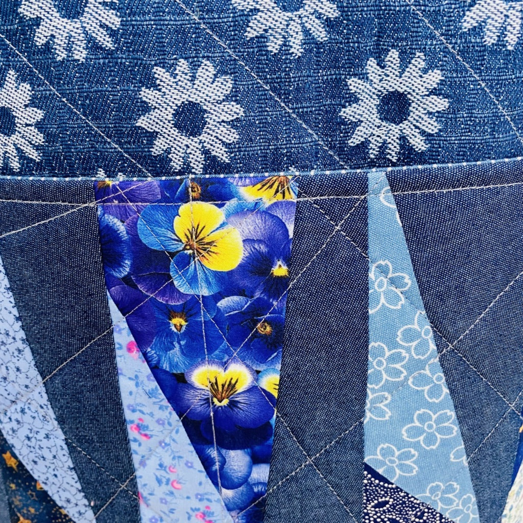 Denim Daisy Patch Tote