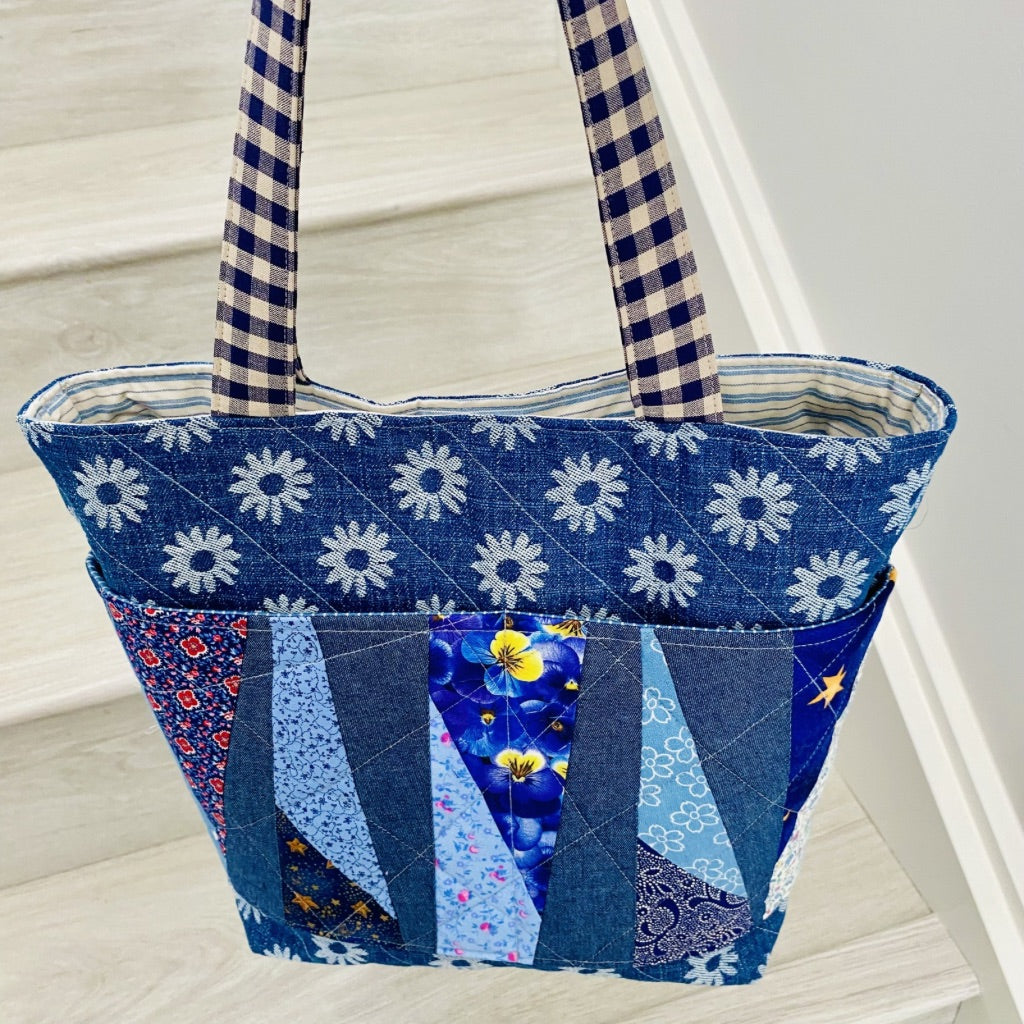 Denim Daisy Patch Tote