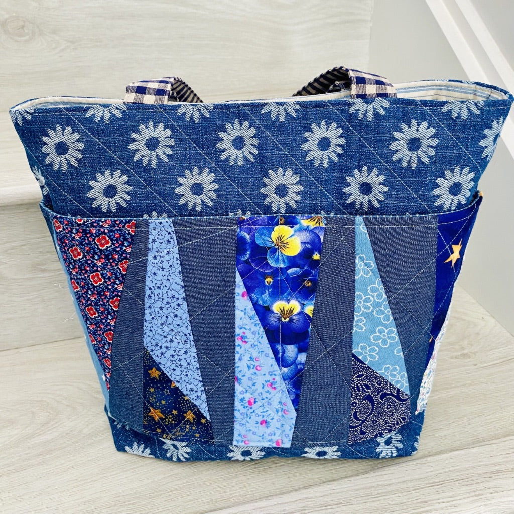 Denim Daisy Patch Tote