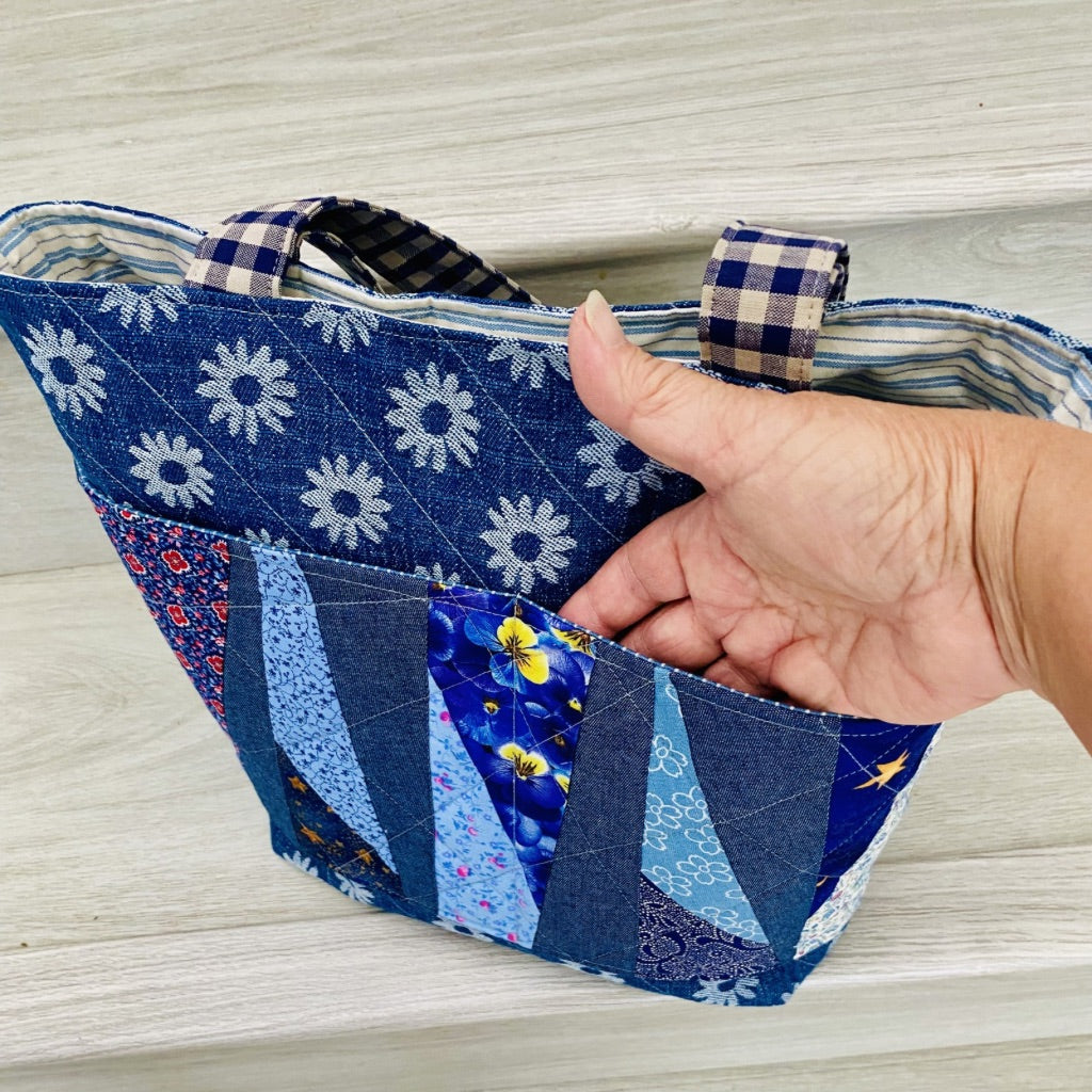 Denim Daisy Patch Tote