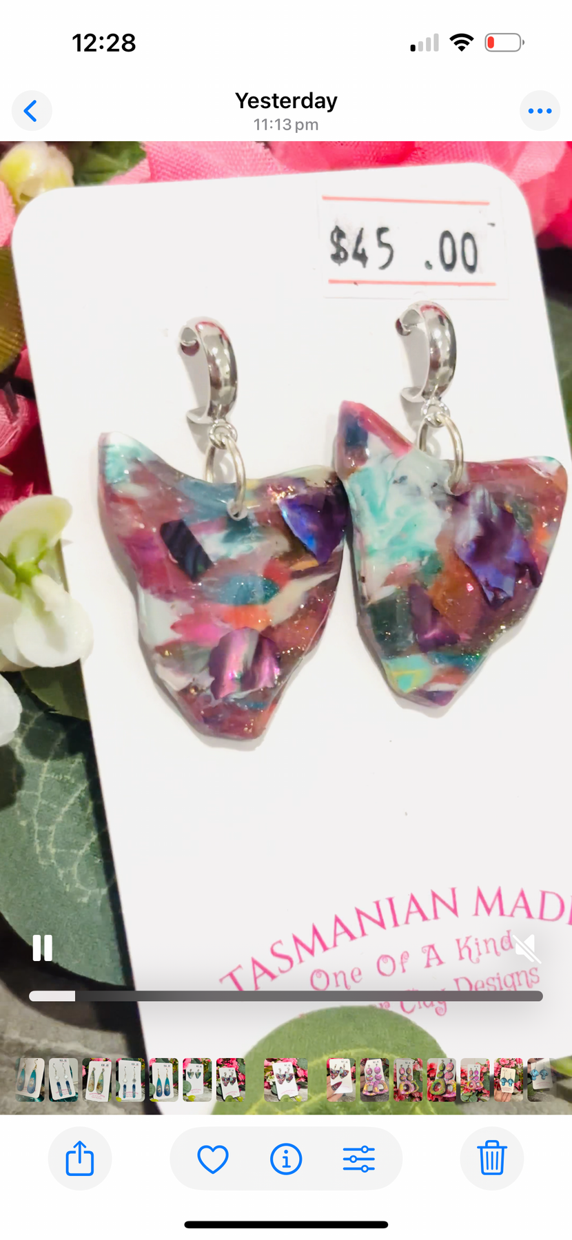 Tasmania Shaped Earrings | One of a Kind Mosaic Polymer Clay Earrings