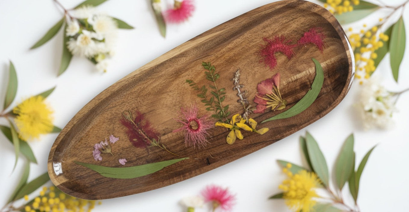 Aussie Bush Christmas Platters - Acacia Wood 35cm x 14cm