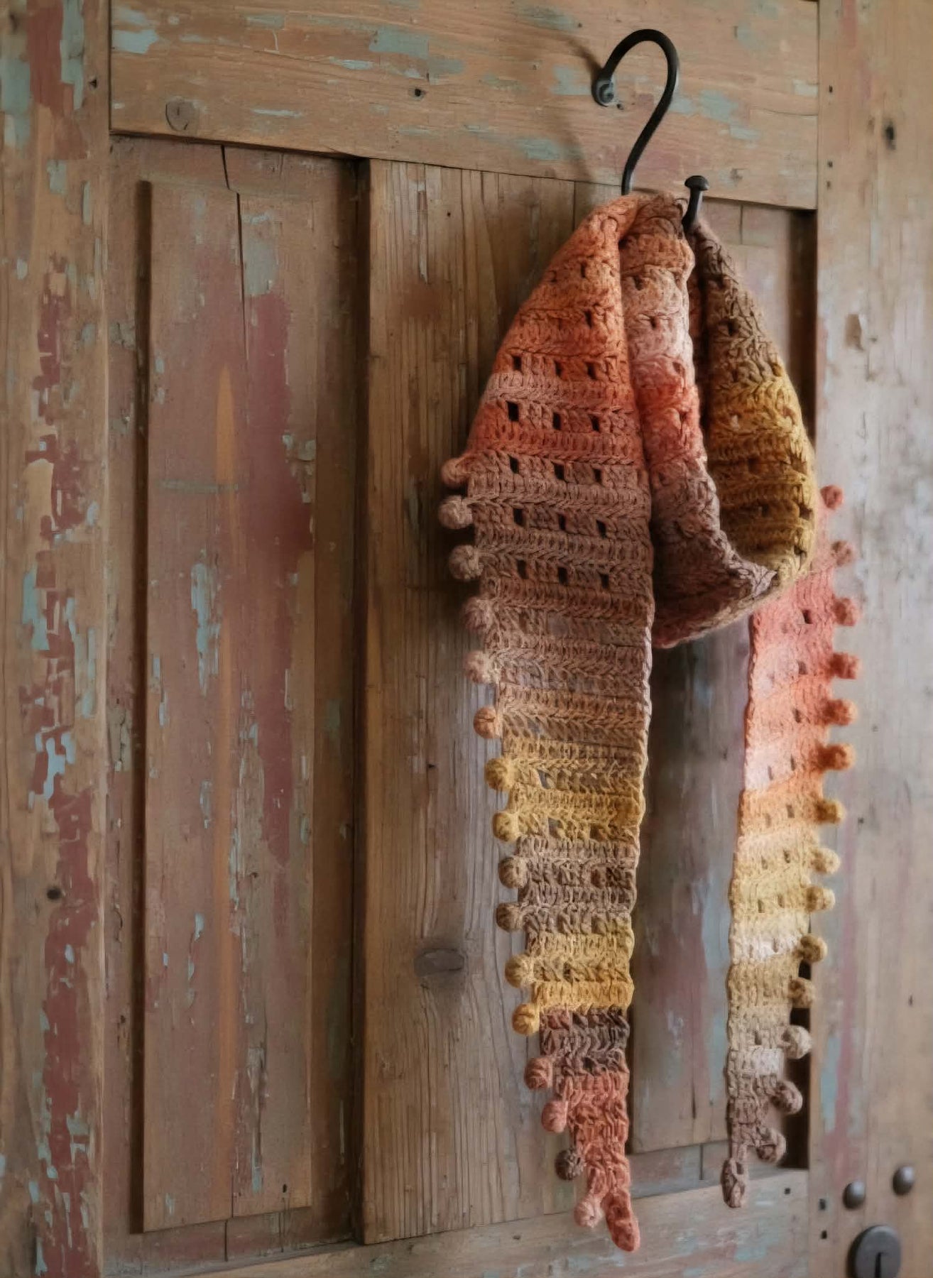 Ladies Scarf | Vintage | Handmade | Crochet | Autumn Tones