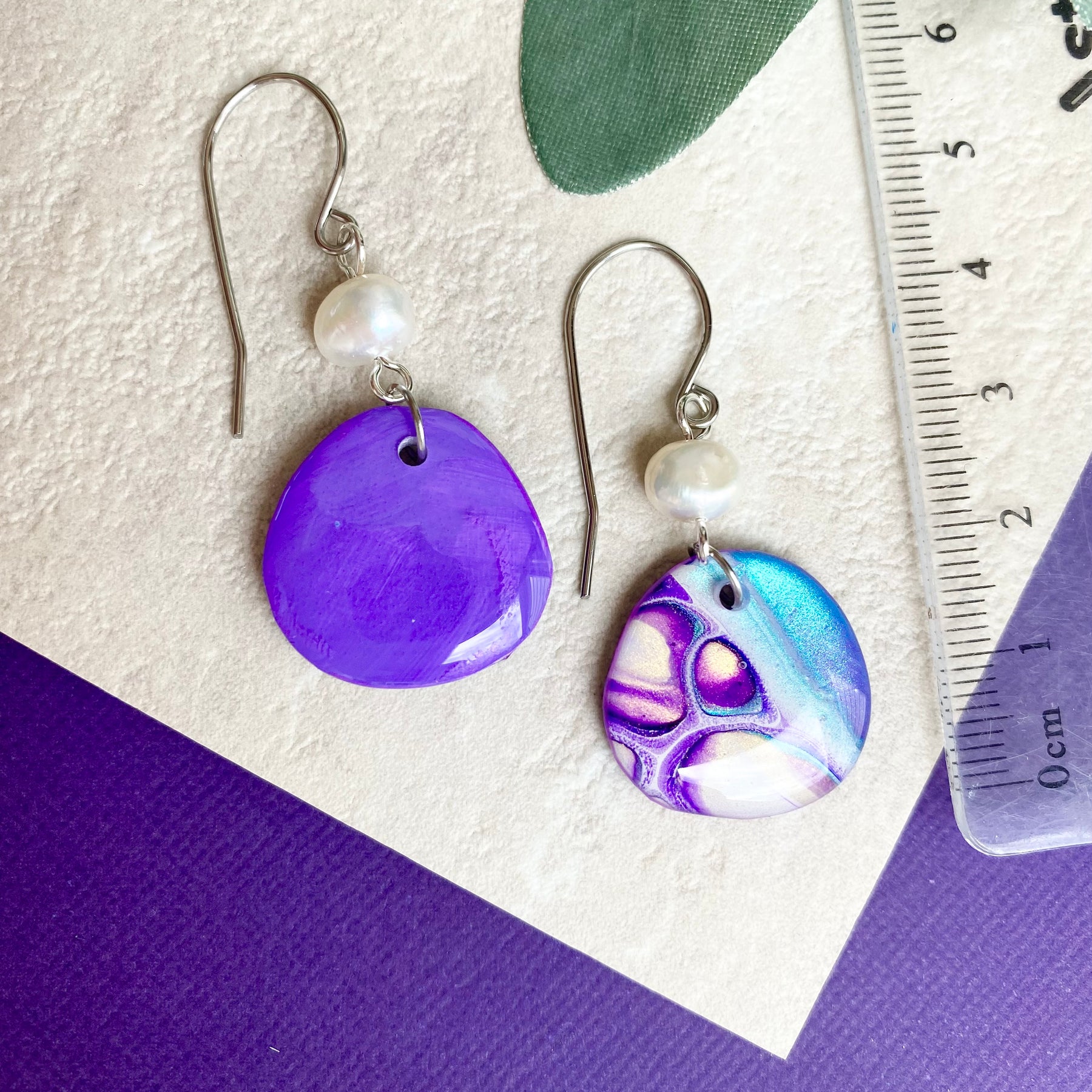 Freshwater Pearls and Original Art Earrings