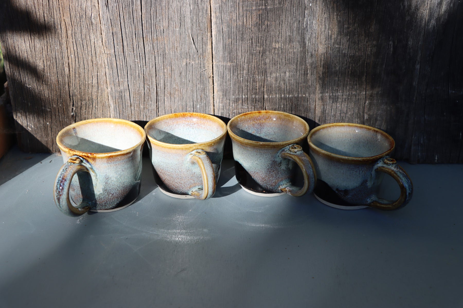 Hand Thrown Stoneware Espresso Mugs: brown and white hand made