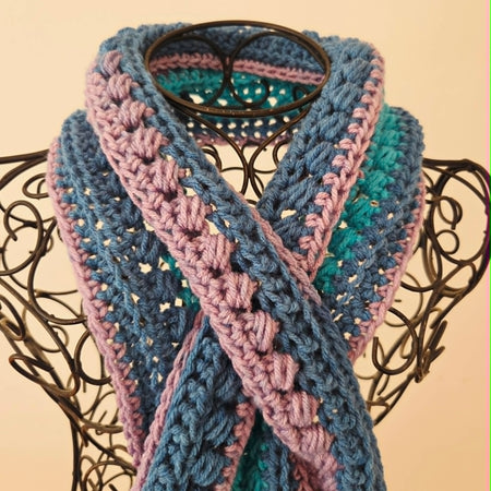 Crochet Keyhole Scarf | Handmade Ladies Neckwarmer | Adult | Pink | Teal | Turquoise