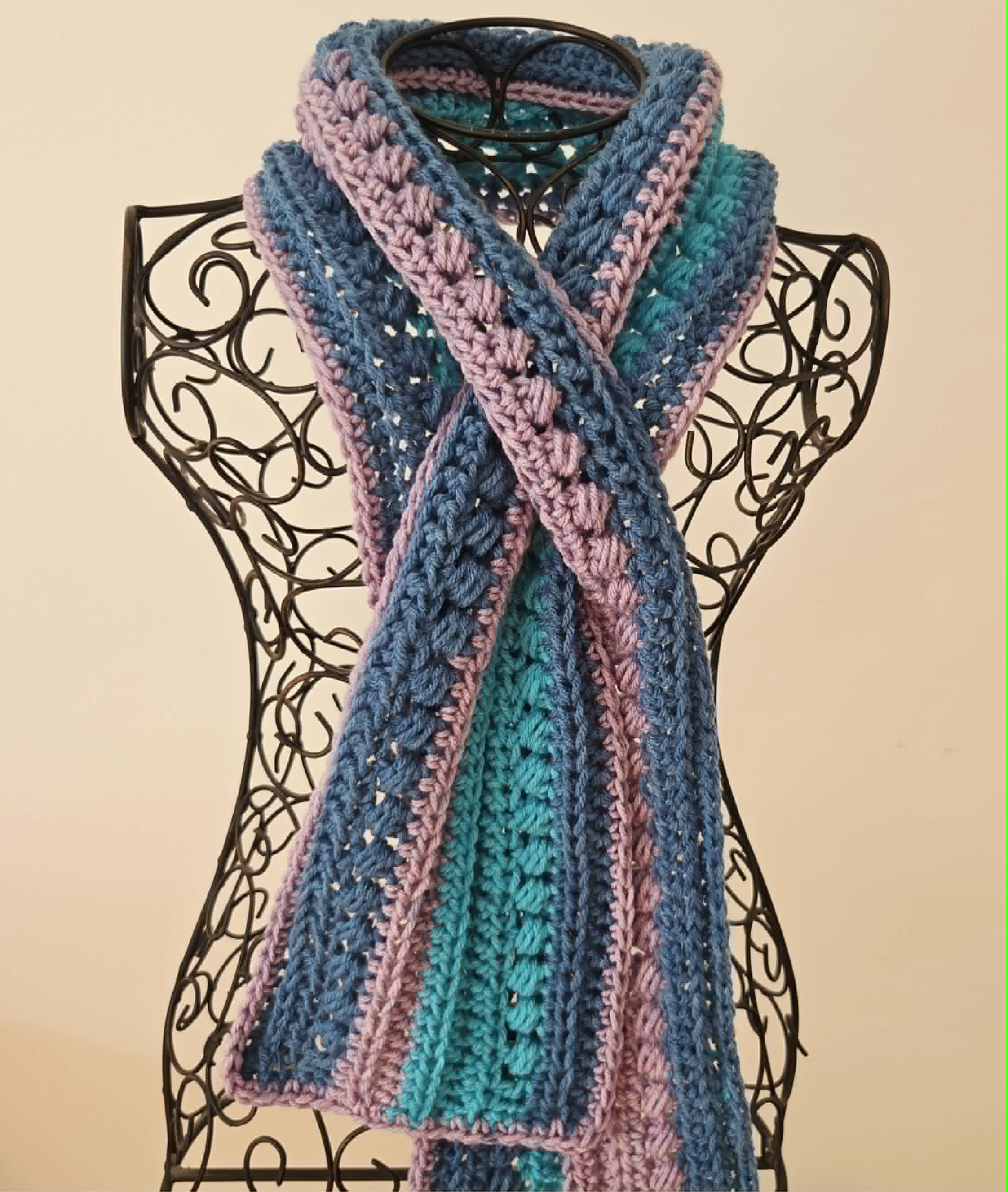 Crochet Keyhole Scarf | Handmade Ladies Neckwarmer | Adult | Pink | Teal | Turquoise