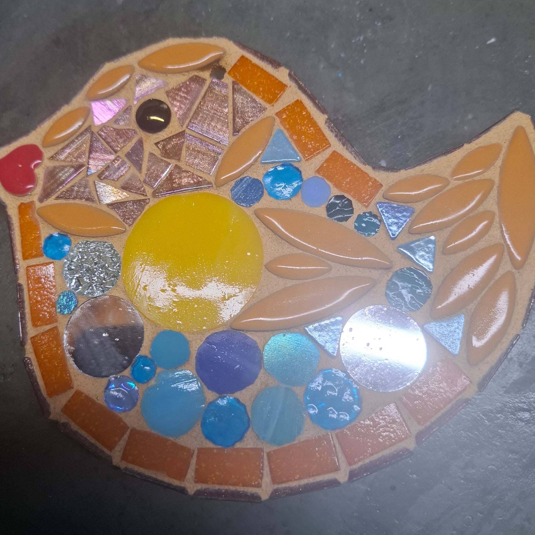Cutie Orange Mosaic Bird