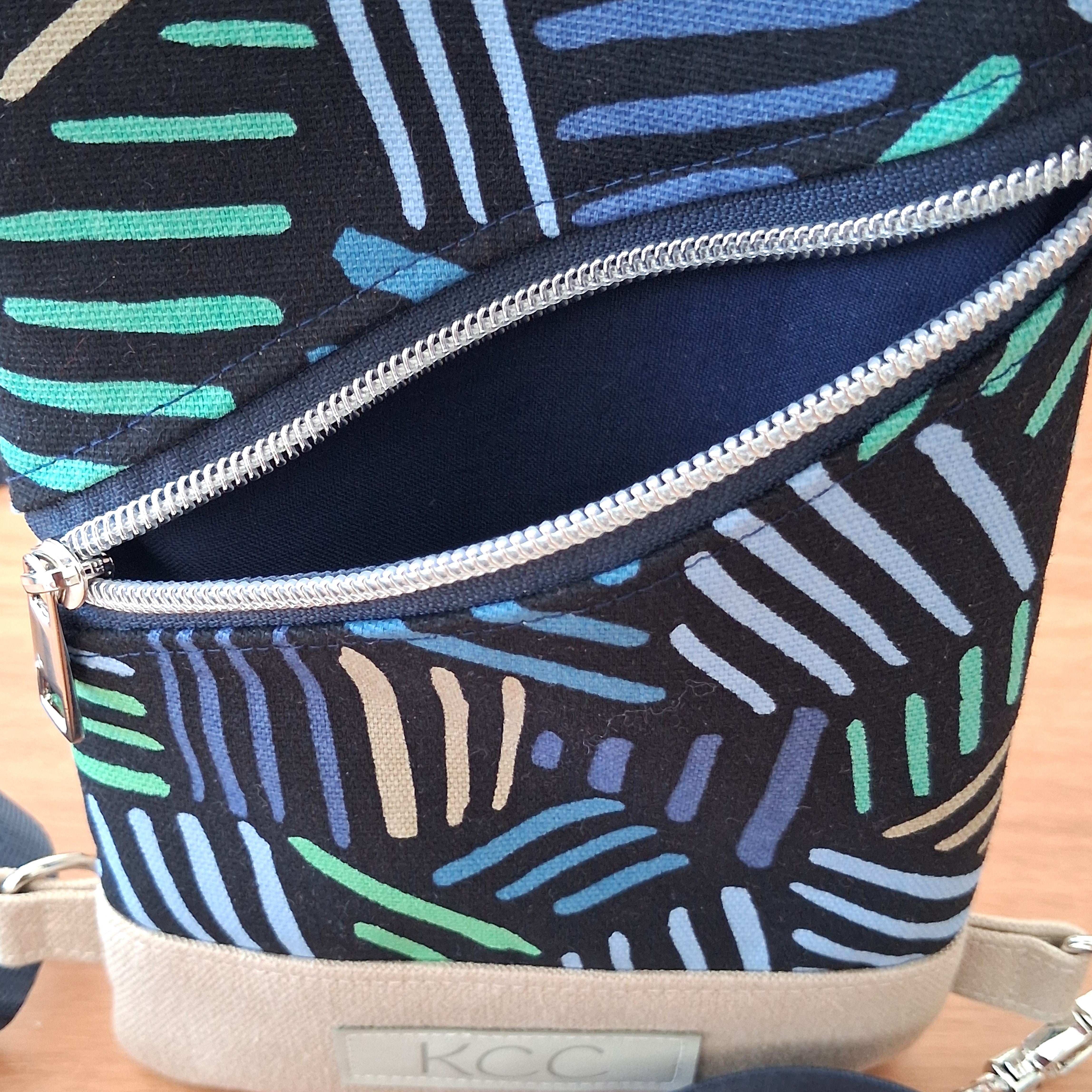 Crossbody Sling – Mini Traveller - Geometric Blues