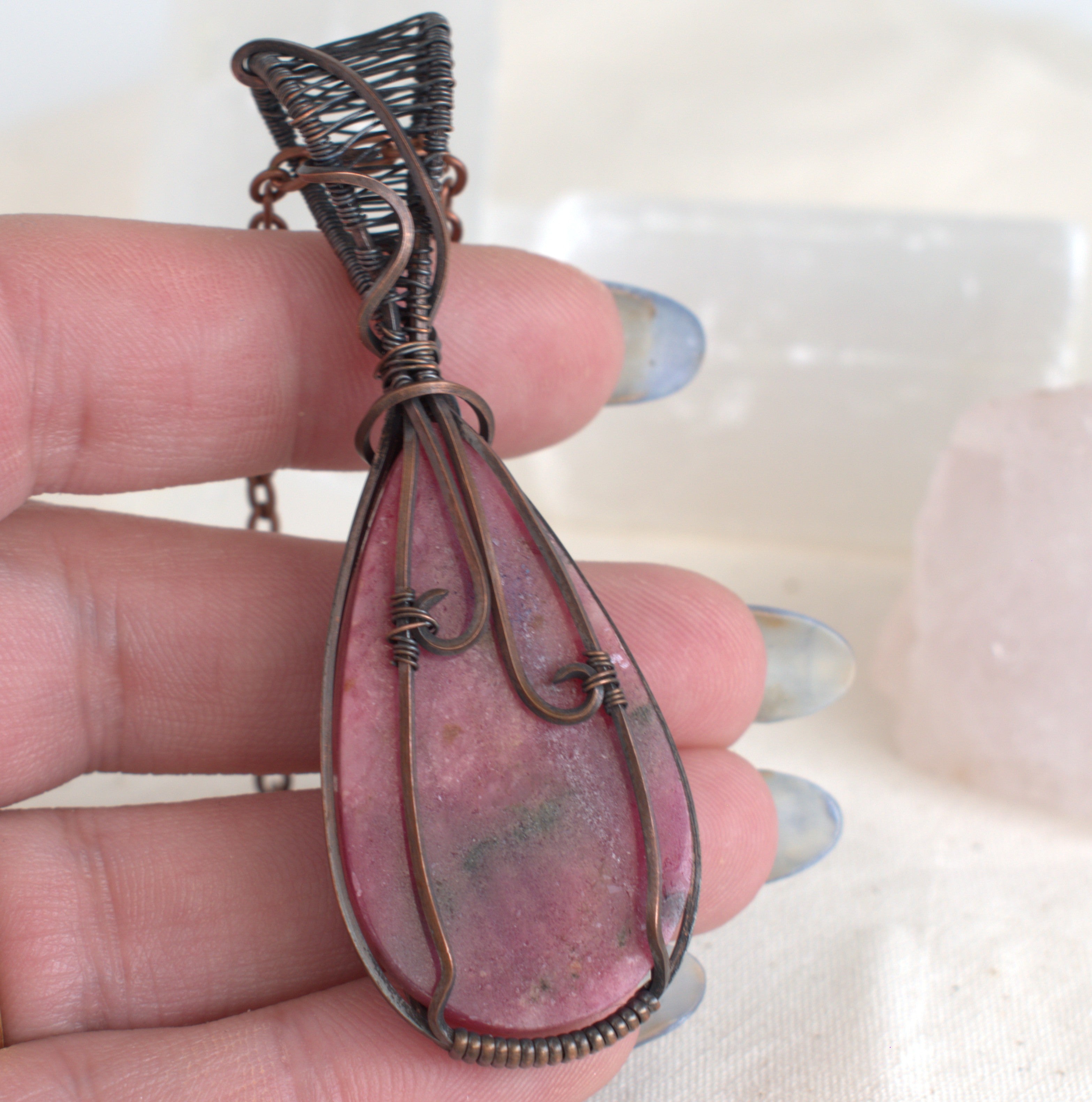 Rosella Song - Tamworth Rhodonite Pendant in Copper