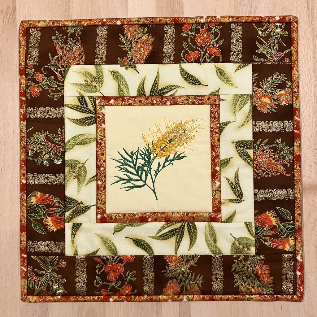 handmade Australian native quilted - grevillea