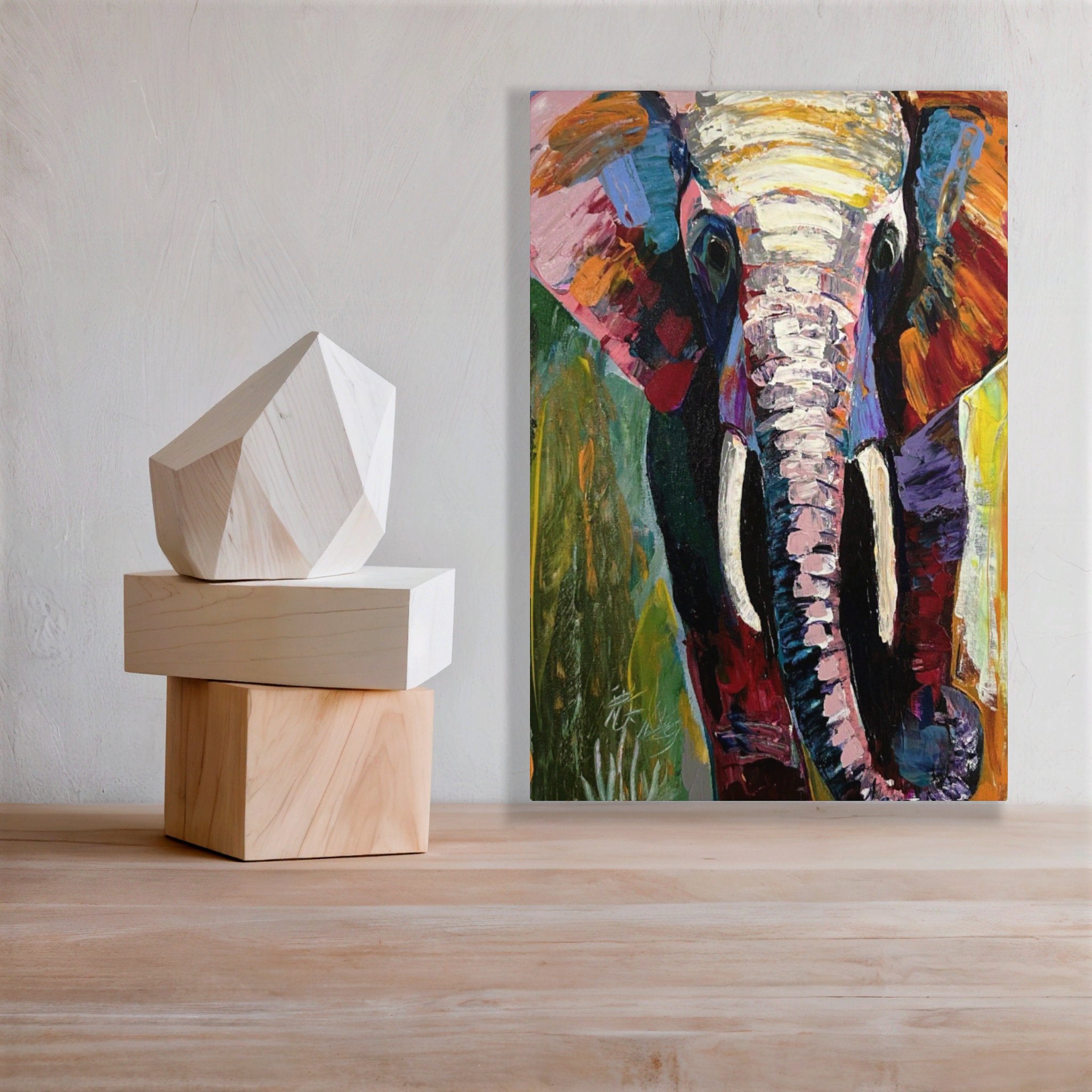 Colourful Abstract Elephant Wall Painting Art