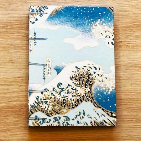 Handmade Hard Cover Journal, Japanese Wave Cover