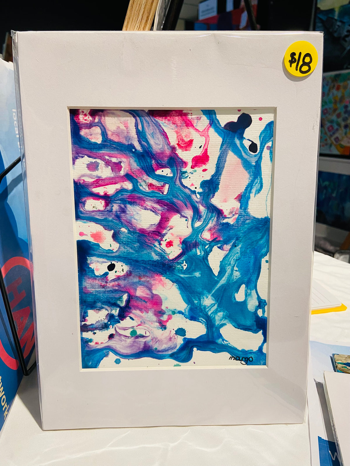 Water signals 4, A5 with white A4 frame picture mount, original painting