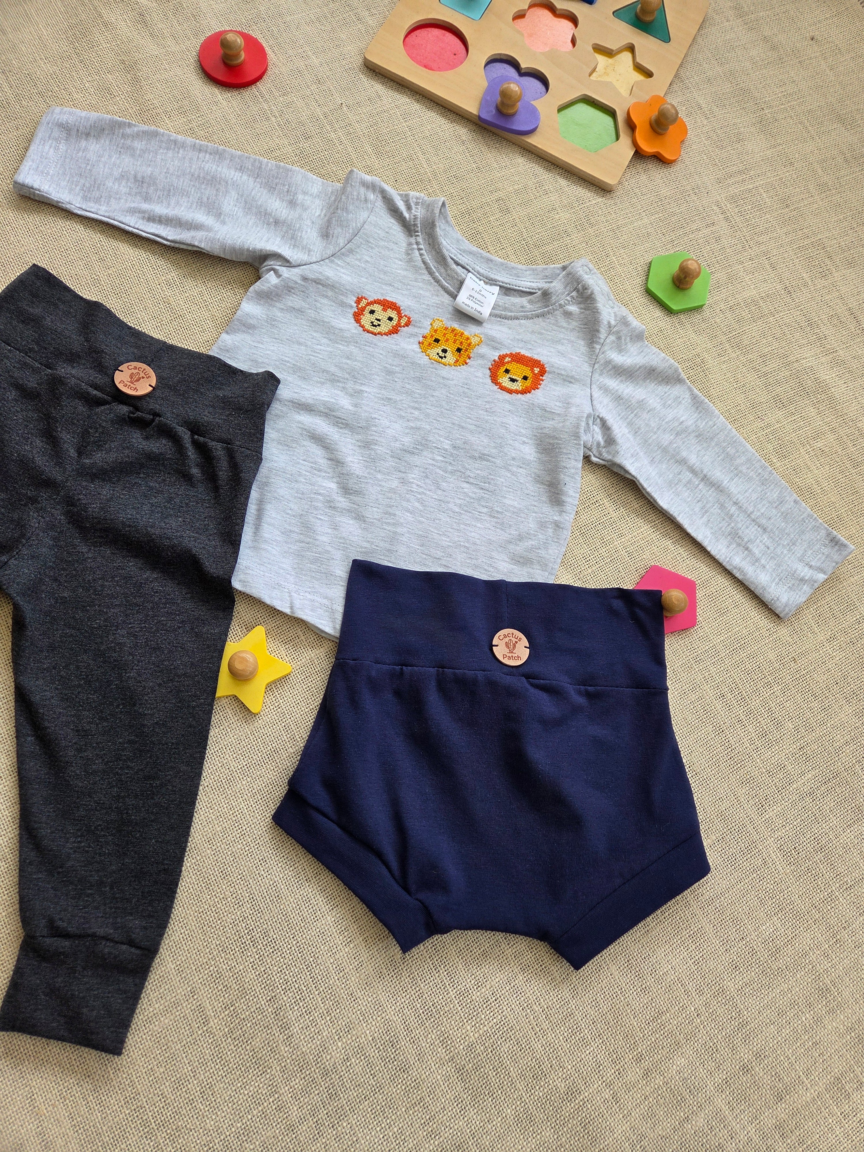 "Jungle Buddies" Long Sleeve Tee, Leggings & Bummies (6-12 Mths)