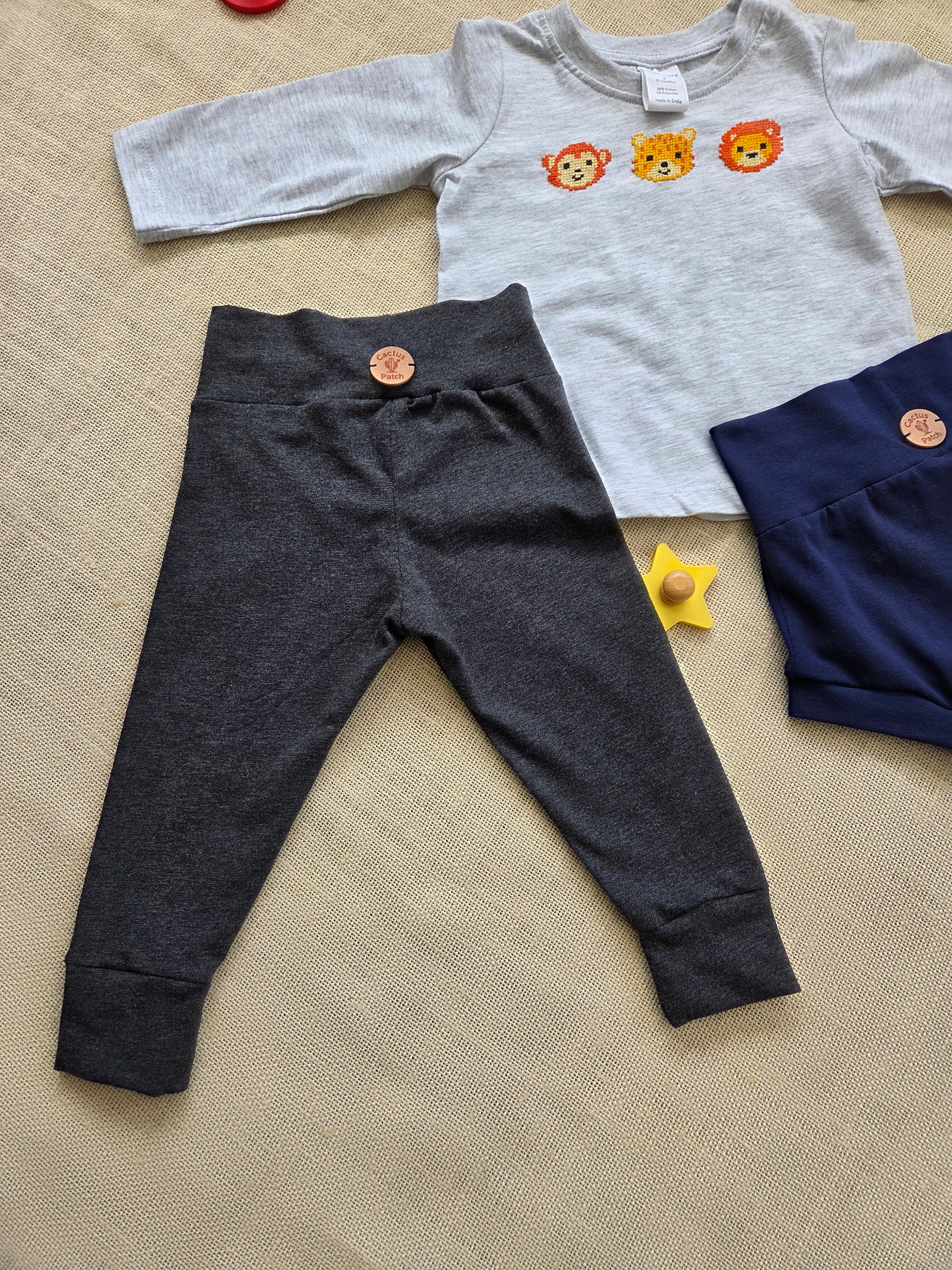 "Jungle Buddies" Long Sleeve Tee, Leggings & Bummies (6-12 Mths)