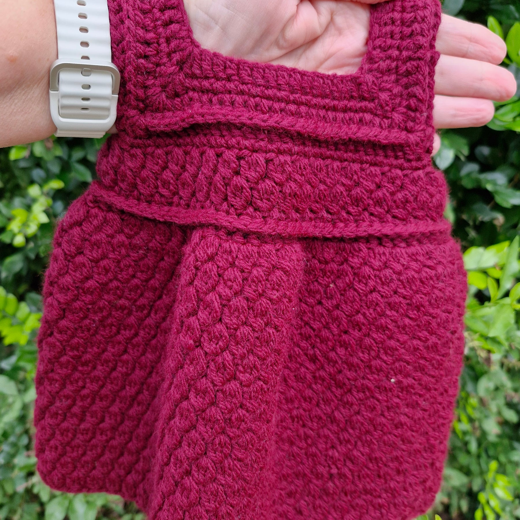 Hand-Crochet Burgandy Baby Dress  Newborns / Reborn Dolls