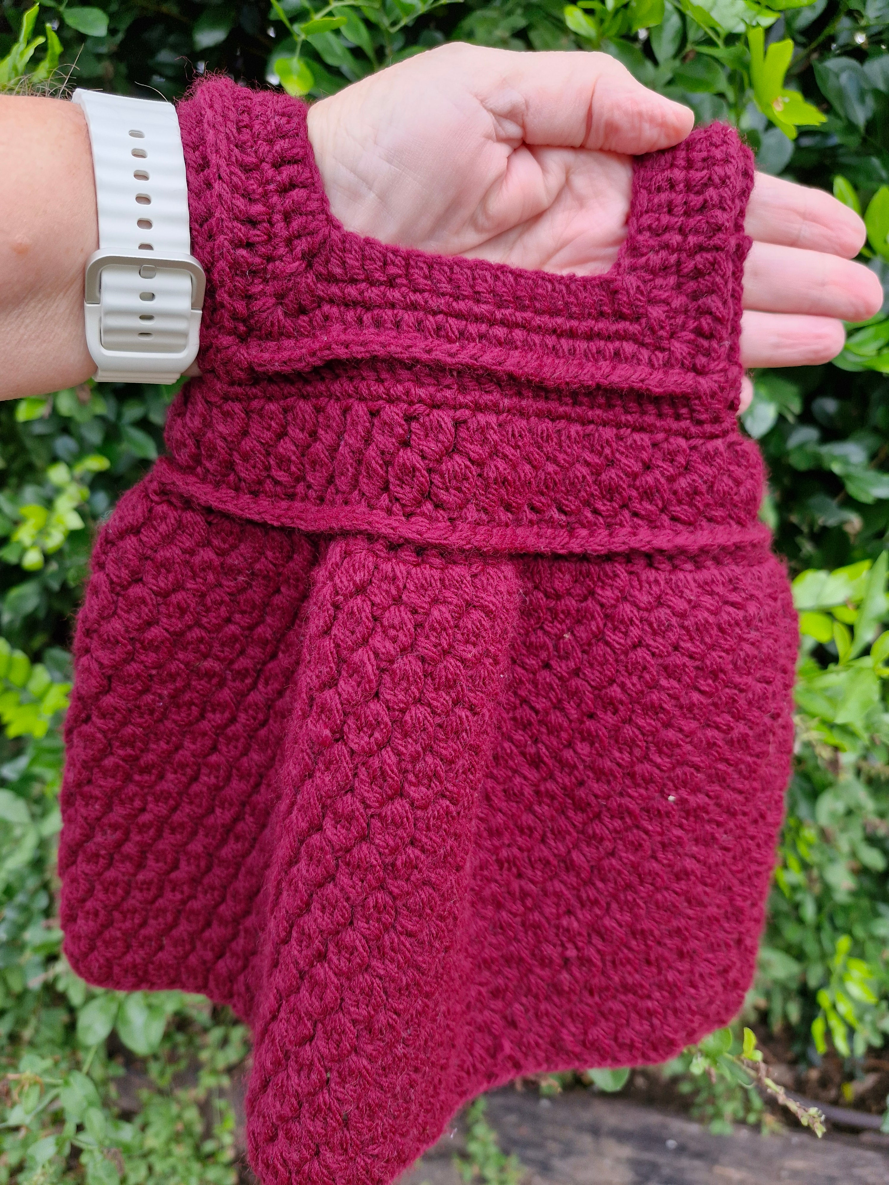 Hand-Crochet Burgandy Baby Dress  Newborns / Reborn Dolls