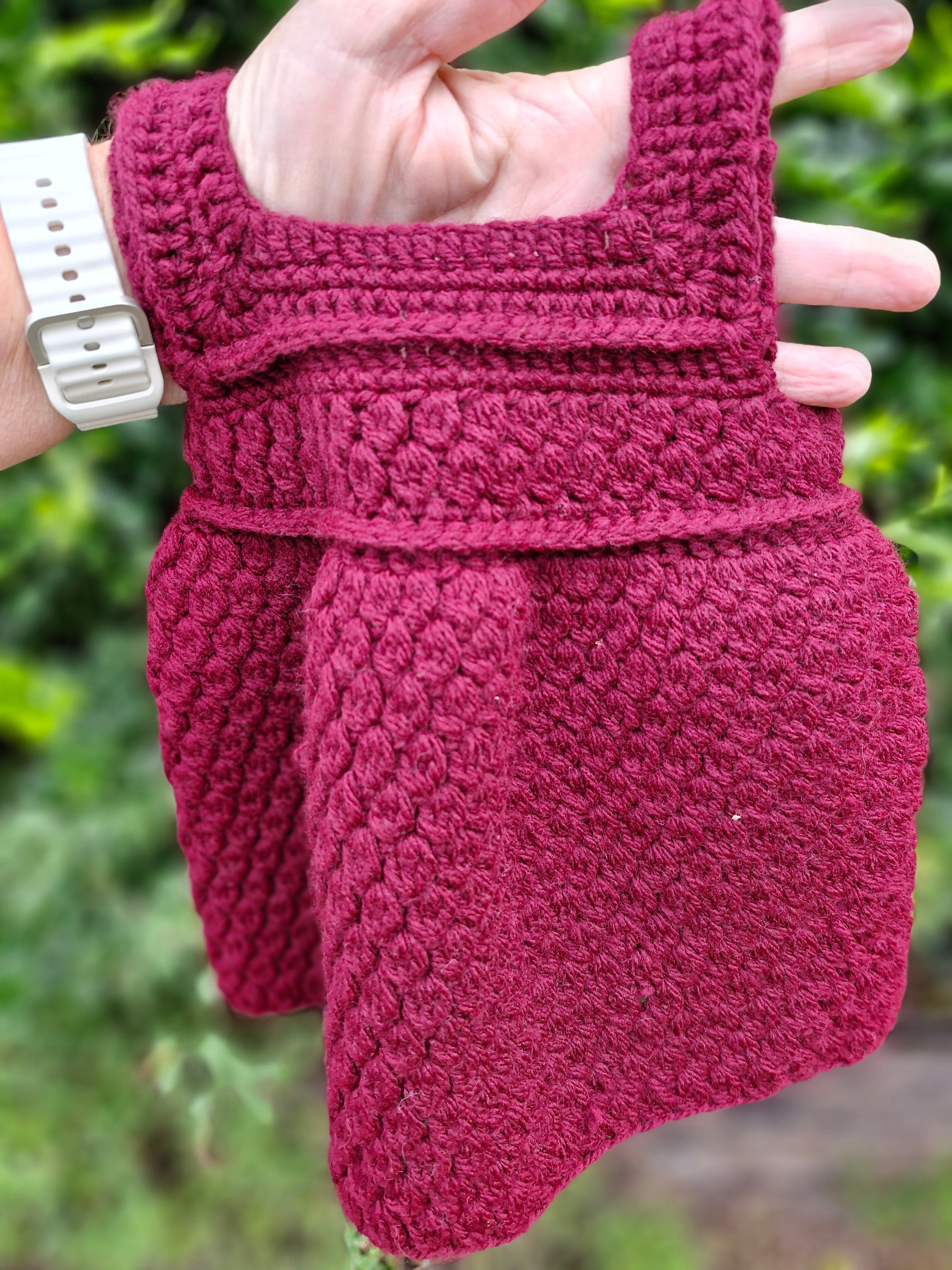Hand-Crochet Burgandy Baby Dress  Newborns / Reborn Dolls
