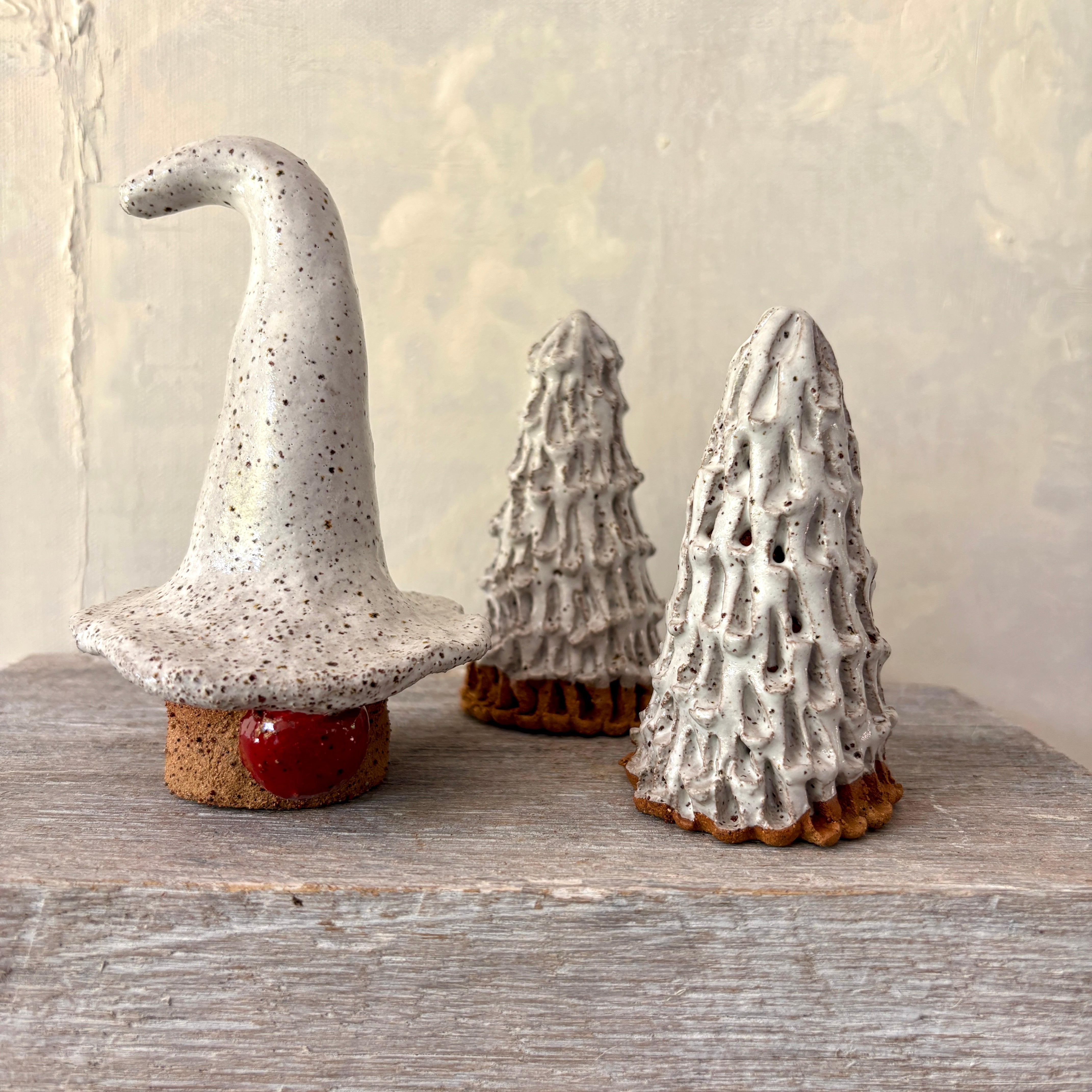 Handmade ceramic white Christmas Tree - Rustic & Speckled