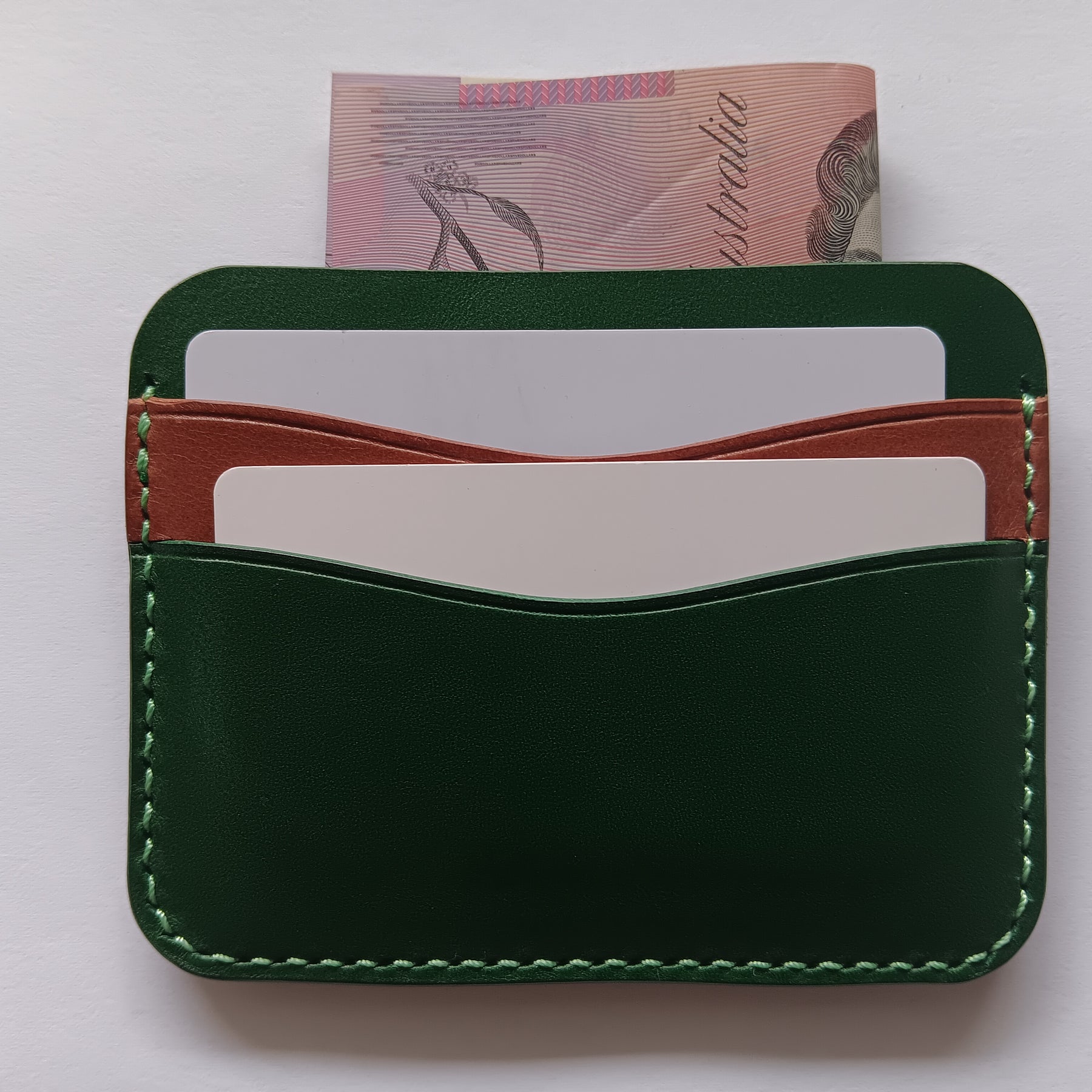 Minimalist Card Holder - Green/Chestnut