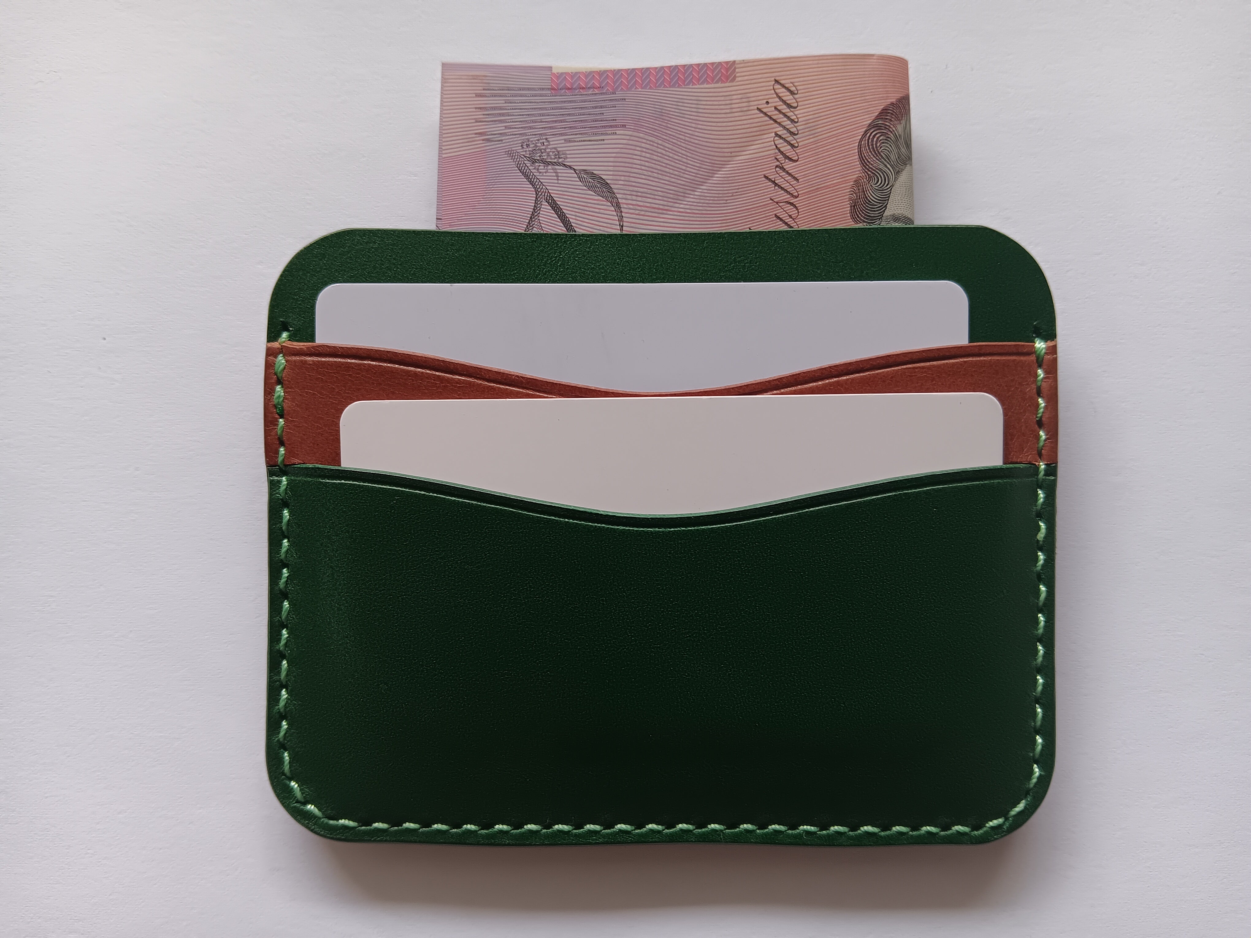 Minimalist Card Holder - Green/Chestnut