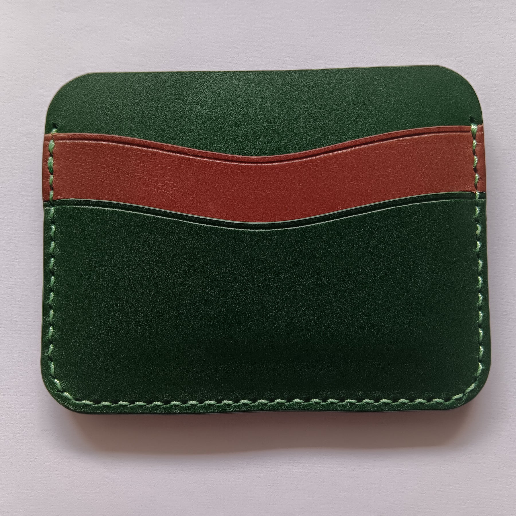 Minimalist Card Holder - Green/Chestnut