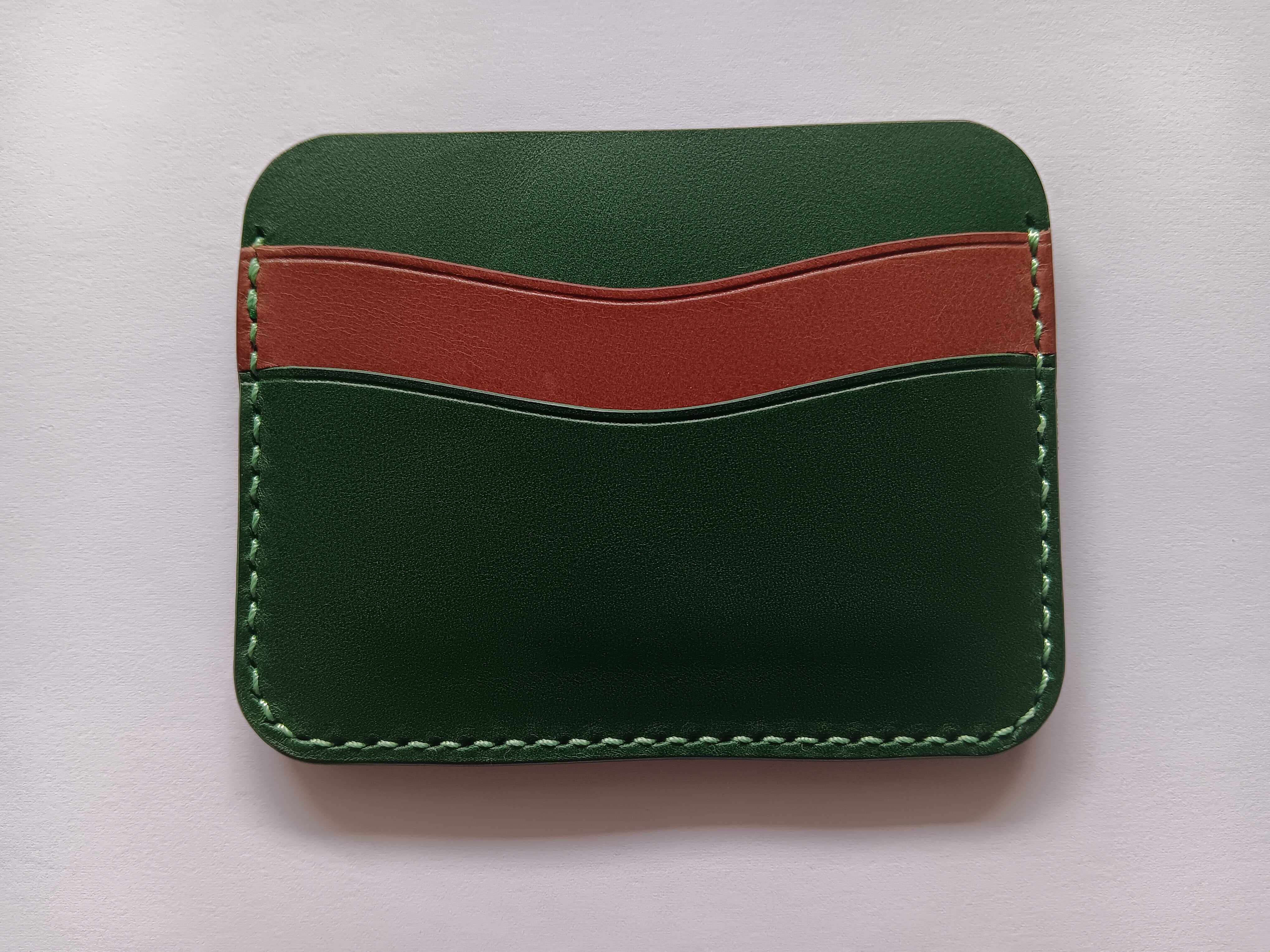 Minimalist Card Holder - Green/Chestnut