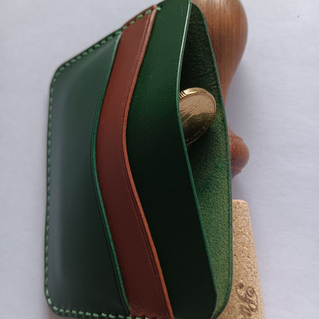 Minimalist Card Holder - Green/Chestnut