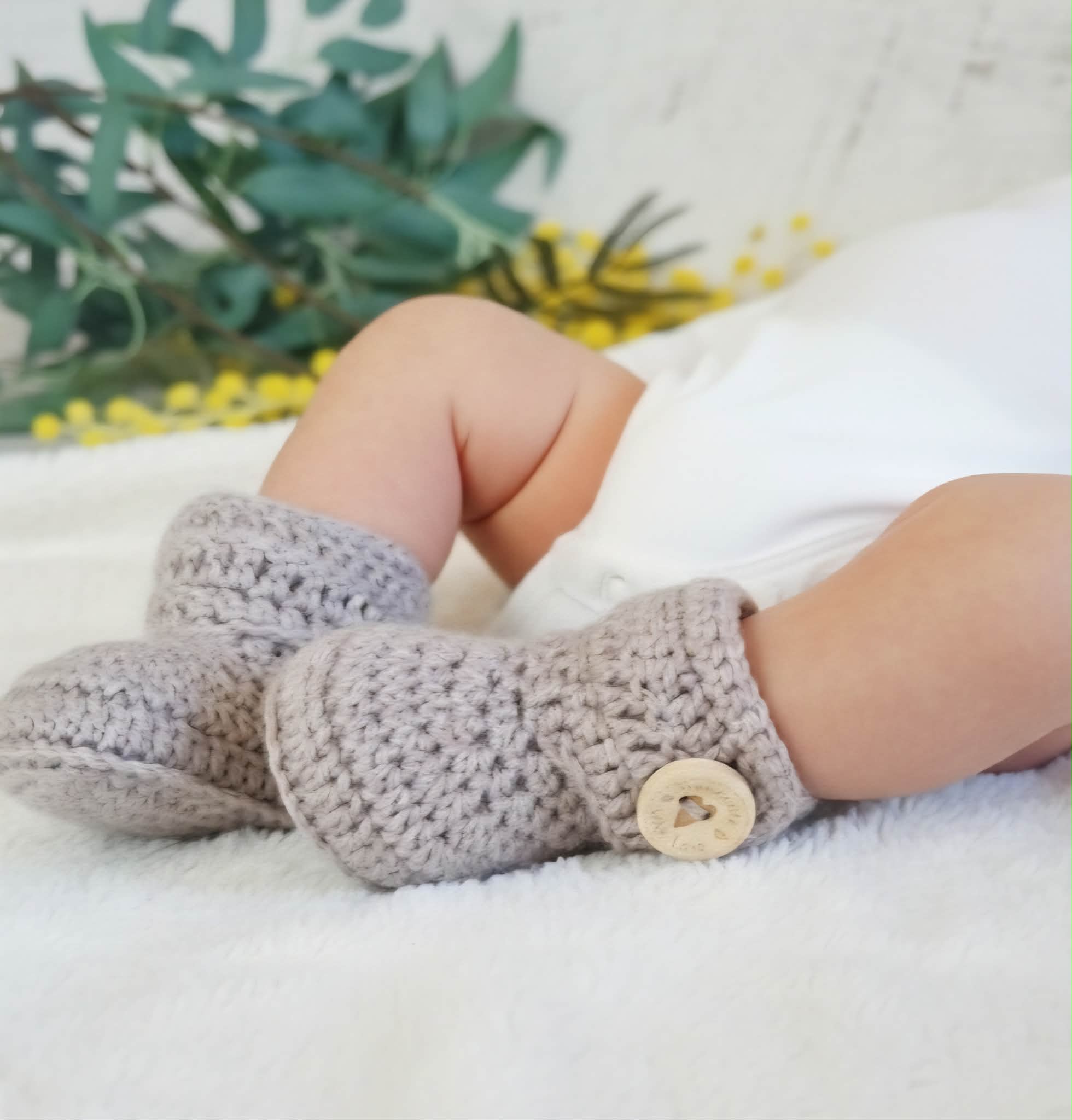 Baby Booties | Taupe | Newborn | Crochet | Knit | Shoes | Socks