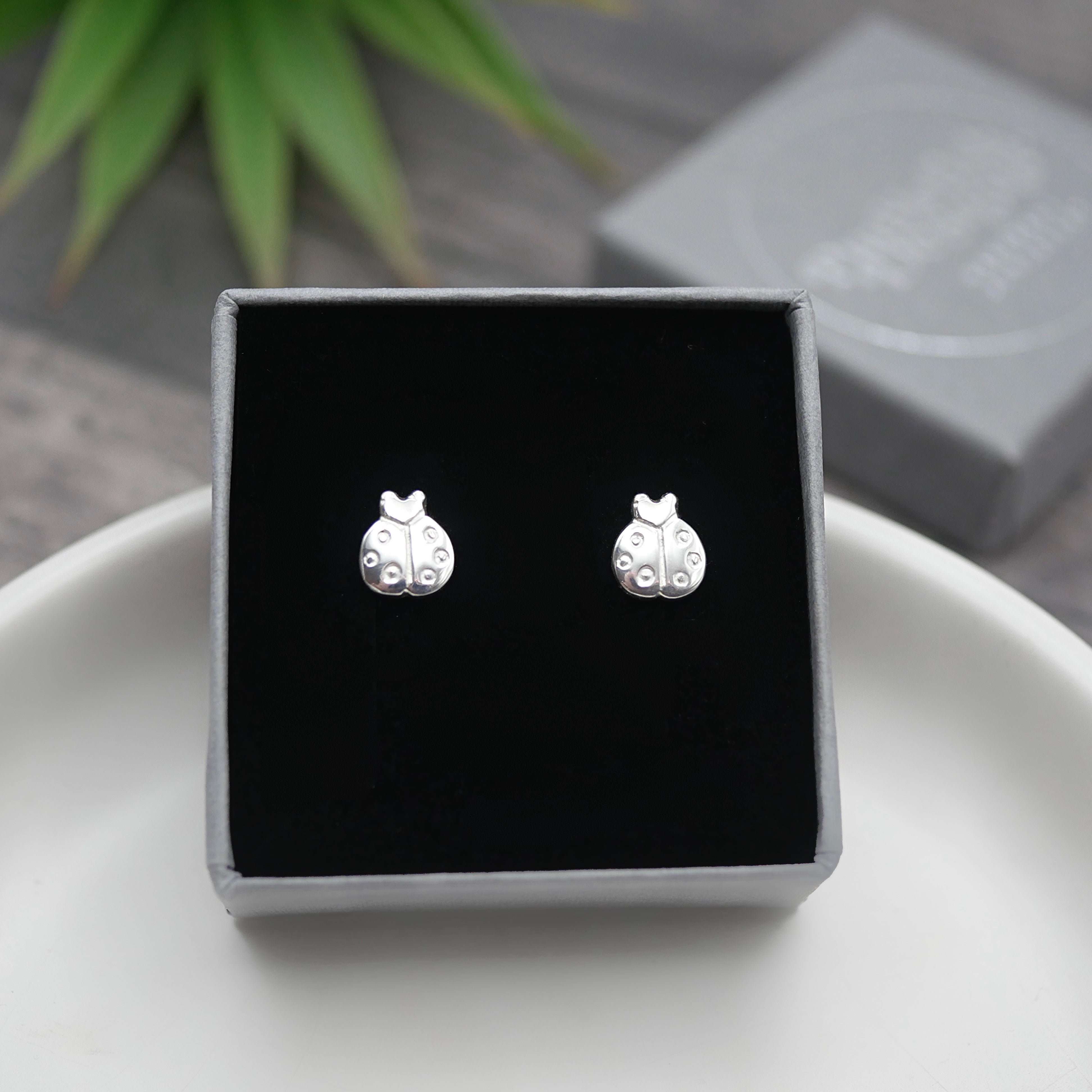 Ladybird Studs - Handmade Sterling Silver Stud Earrings
