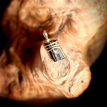 Gold Black Tourmaline Mini Pendant