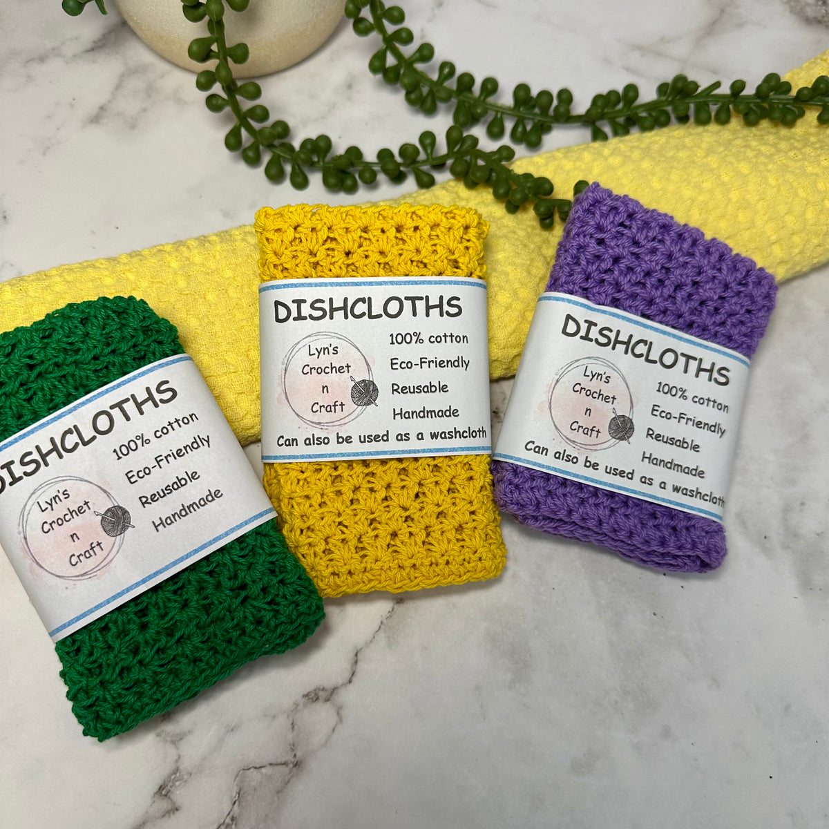 Handmade Crocheted Cotton Dishcloths – Reusable Kitchen Cloths