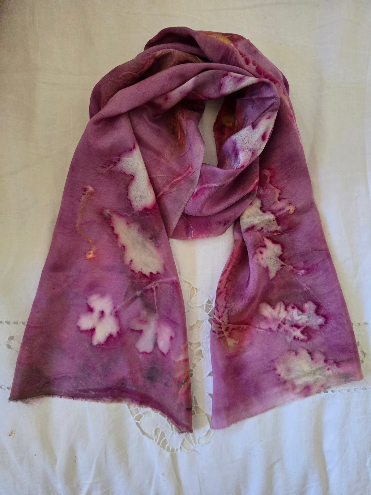 Wandered Leaf Eco-Printed Silk Scarf