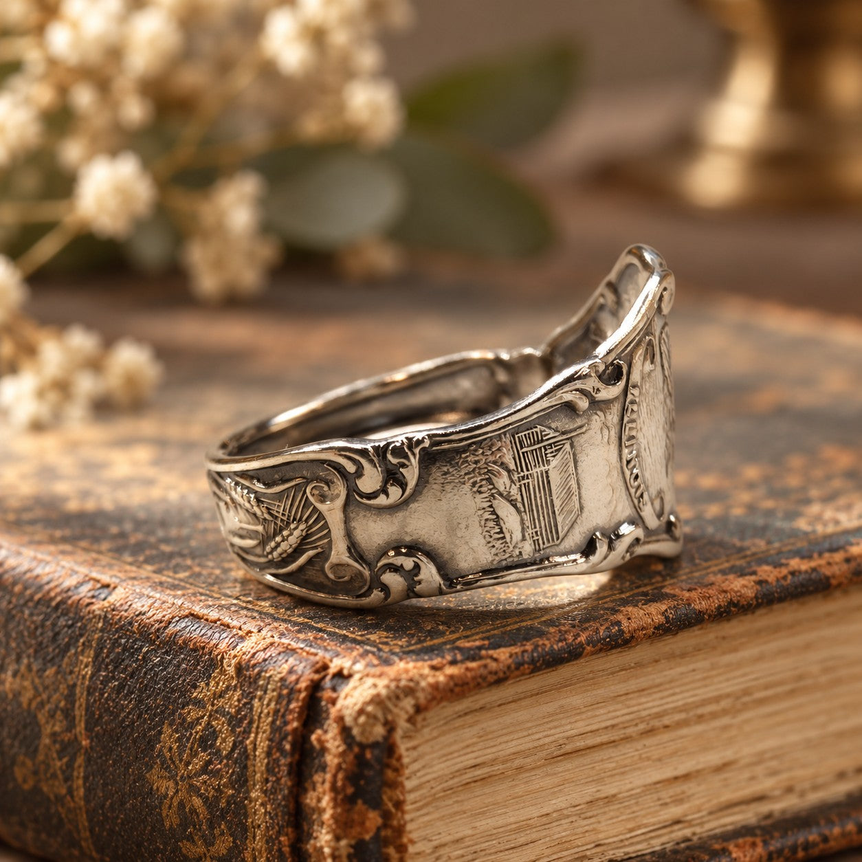 Vintage Sterling Silver Illinois Spoon Ring