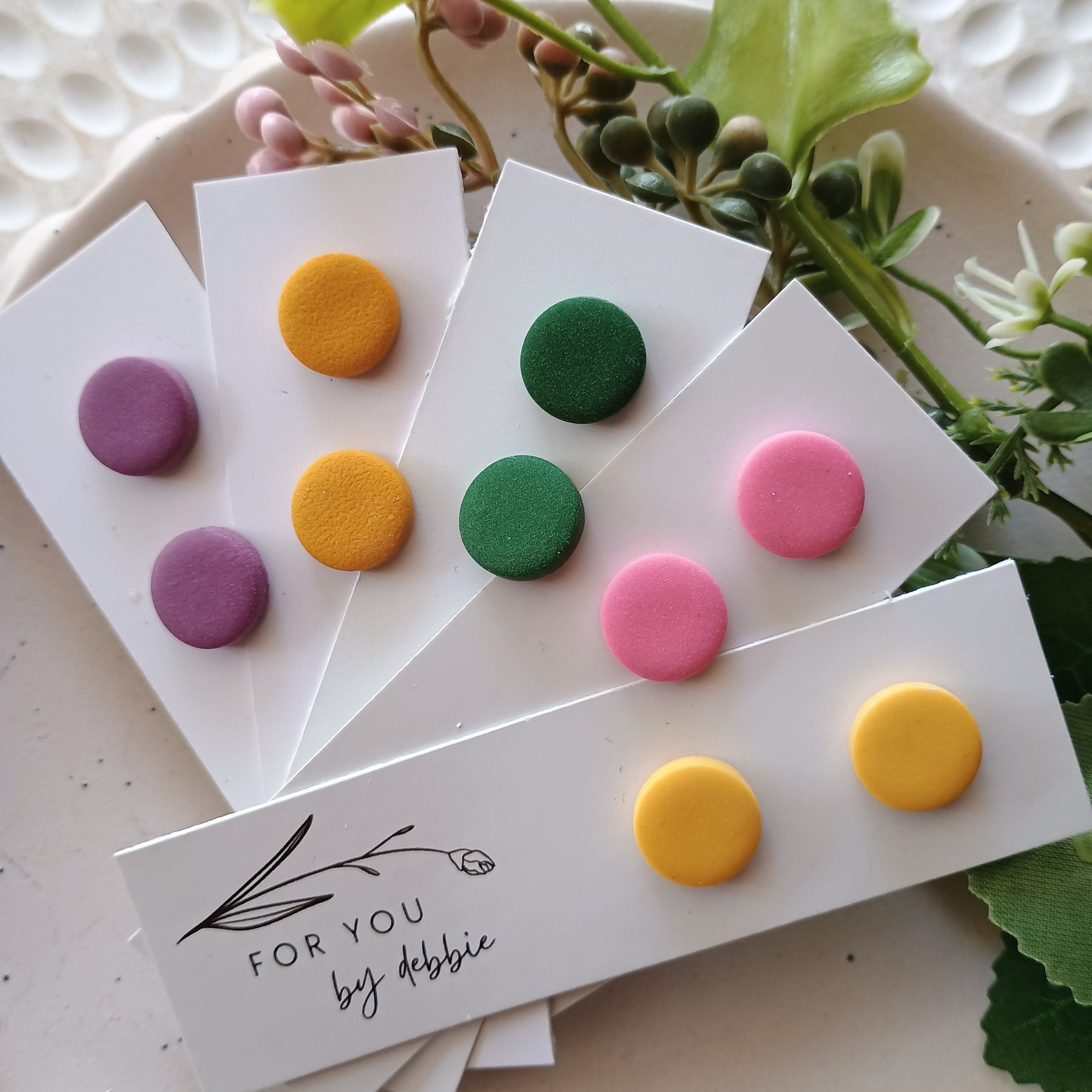 Medium circle polymer clay stud earrings- assorted