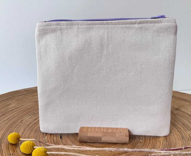 Zipper Pouch - Textile Collage - Pink Sashiko