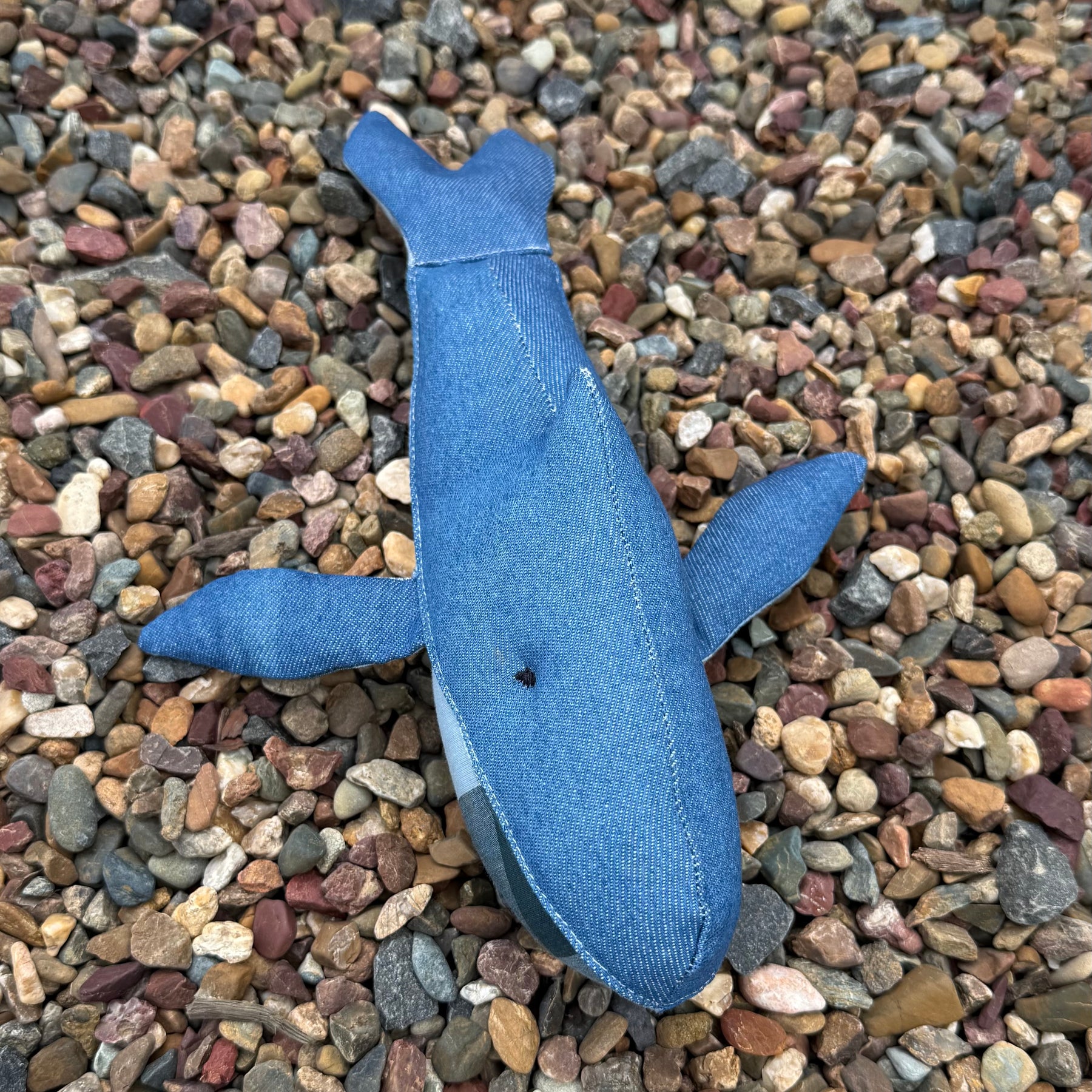 Handmade denim whale plushie, Baby nursery decor