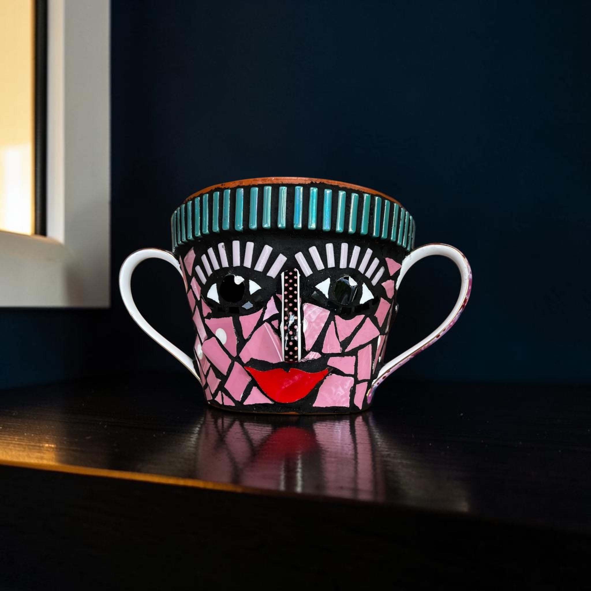 Mosaic Plant Pot. Quirky Girl.
