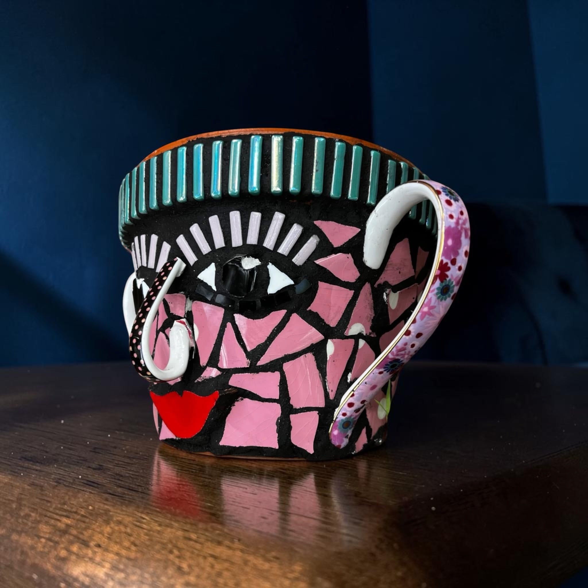 Mosaic Plant Pot. Quirky Girl.