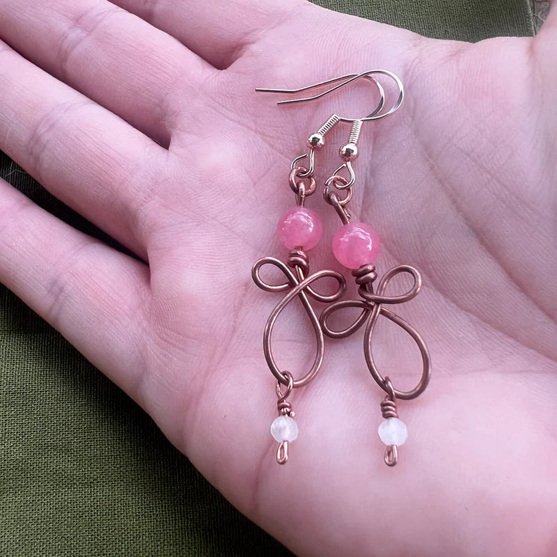 Blush Ribbon — Handcrafted Copper, Jasper & Moonstone Earrings