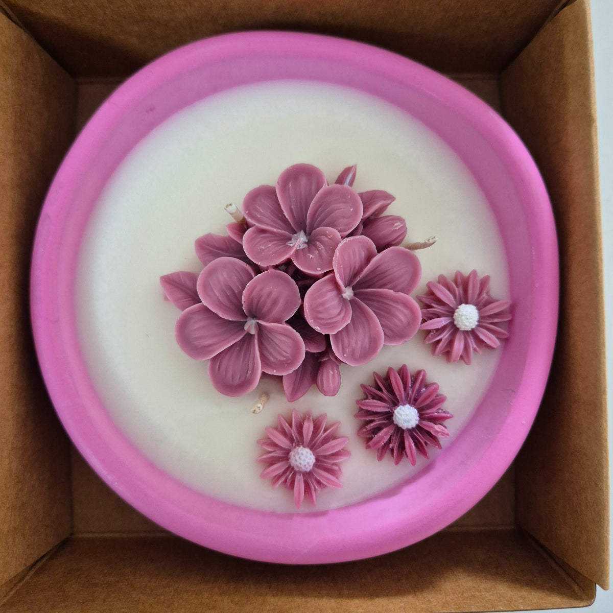 Concrete organic shaped bowl candle with black raspberry lime fragrance