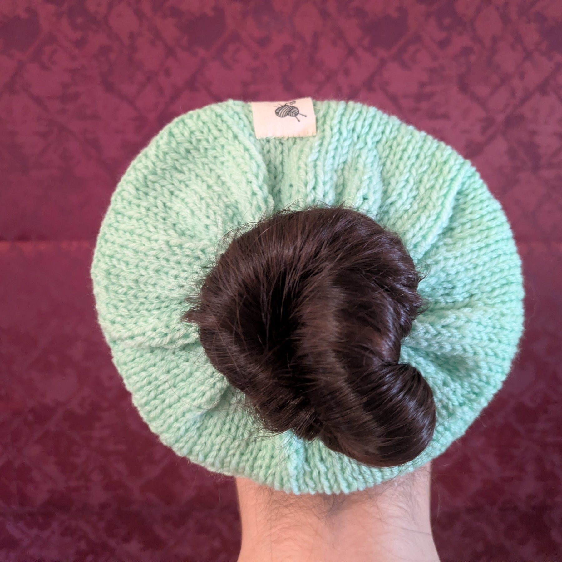 Retro 1980s Style Handknit Bun Topper Extra Large Hair Scrunchie